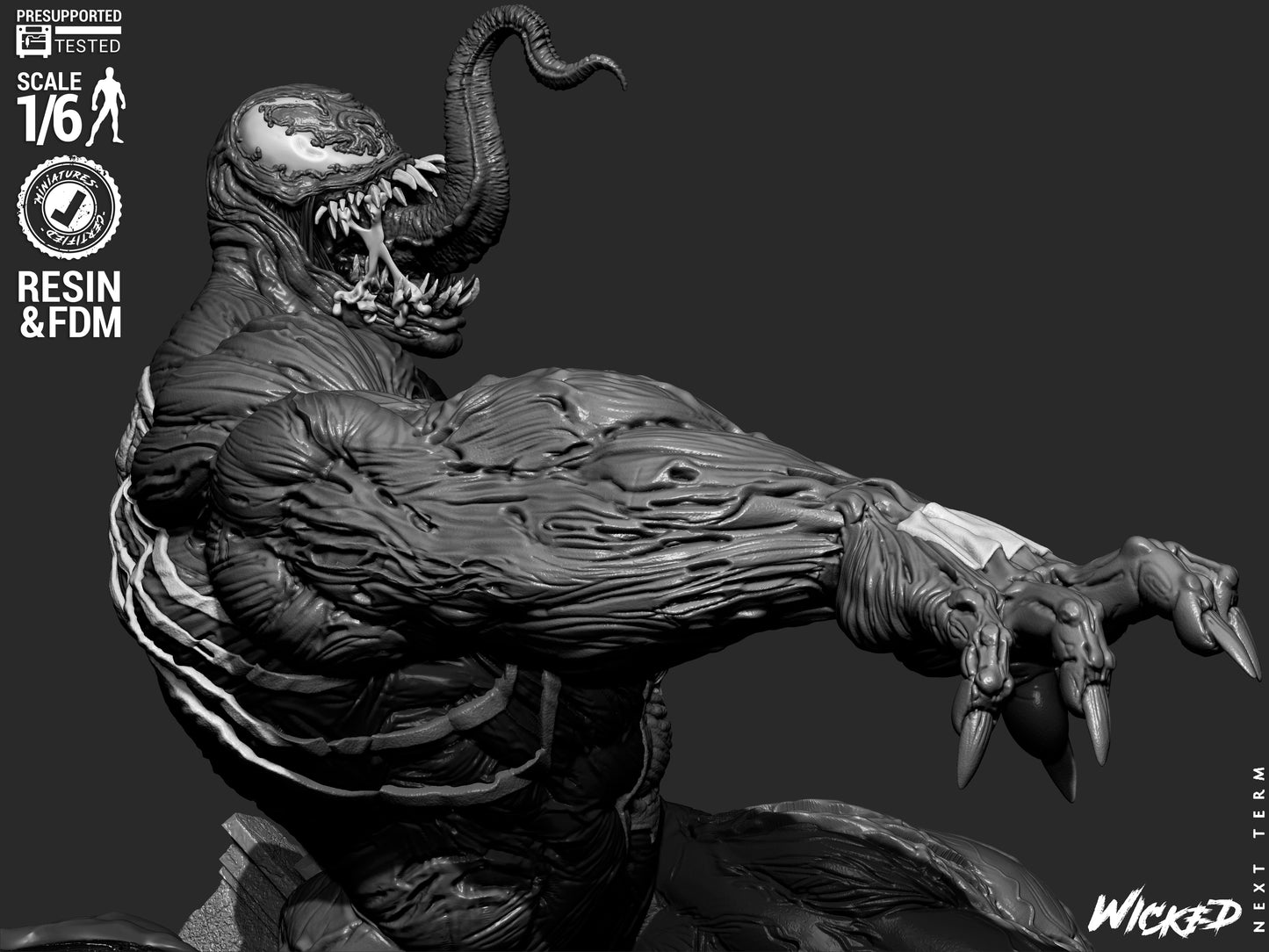 Venom (Fan Art) Sculpt - 1:6 and 1:12 scale 3d Printed Model Kit