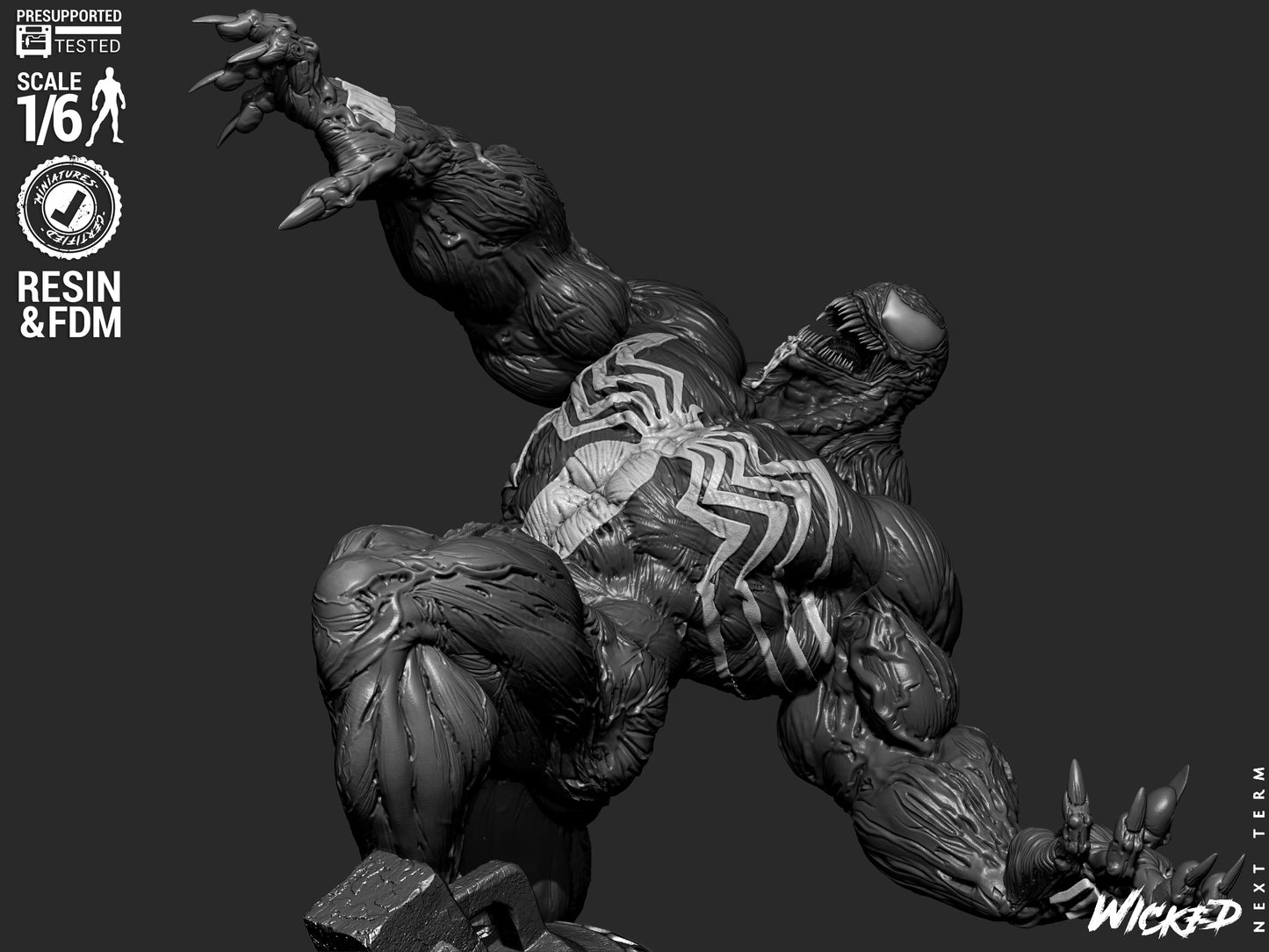 Venom (Fan Art) Sculpt - 1:6 and 1:12 scale 3d Printed Model Kit