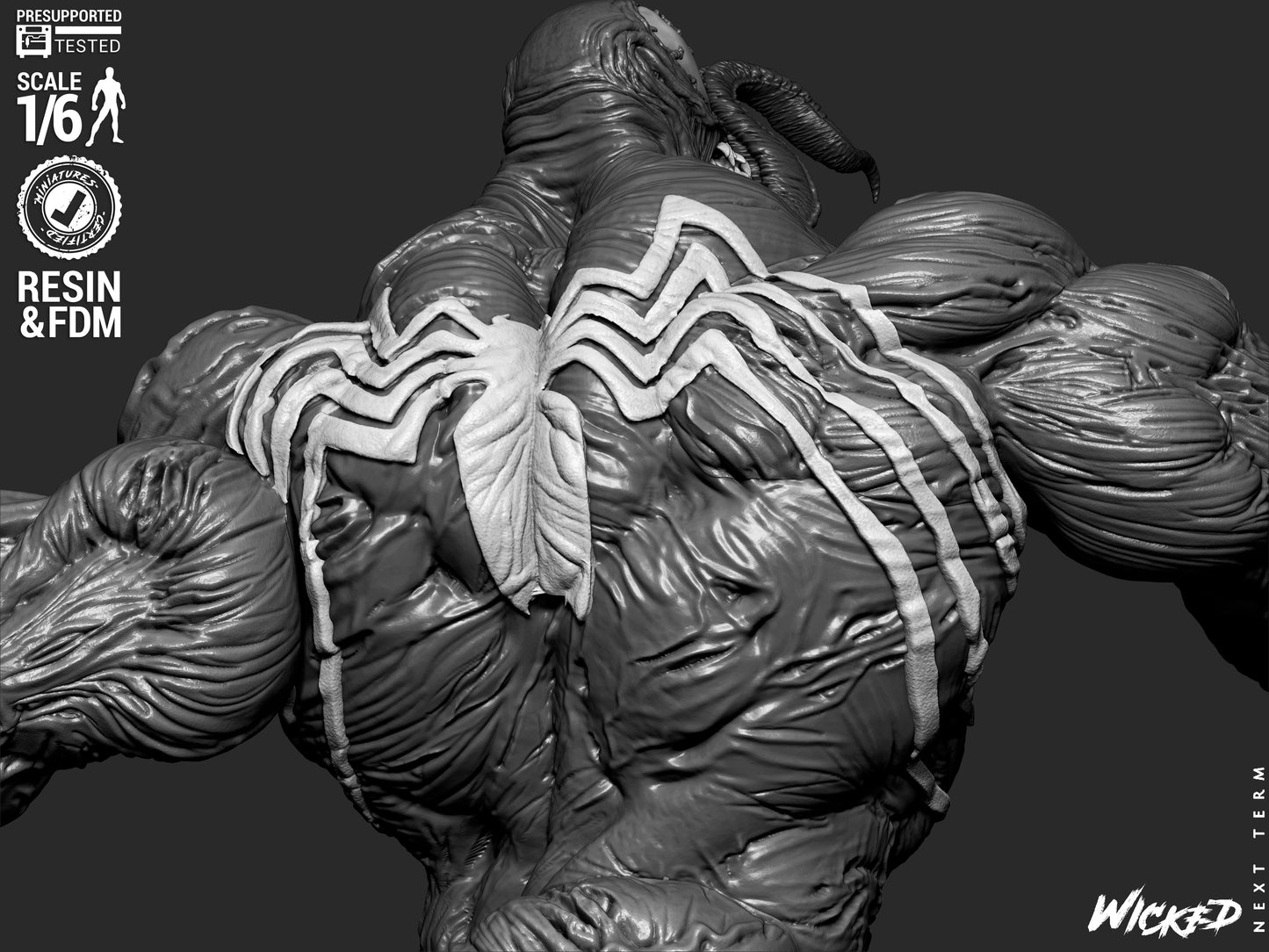 Venom (Fan Art) Sculpt - 1:6 and 1:12 scale 3d Printed Model Kit