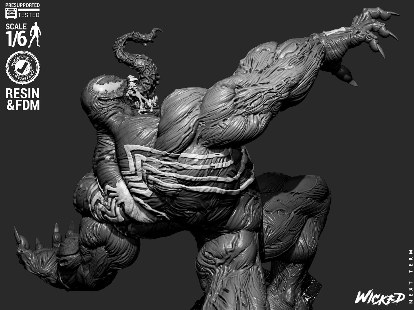 Venom (Fan Art) Sculpt - 1:6 and 1:12 scale 3d Printed Model Kit