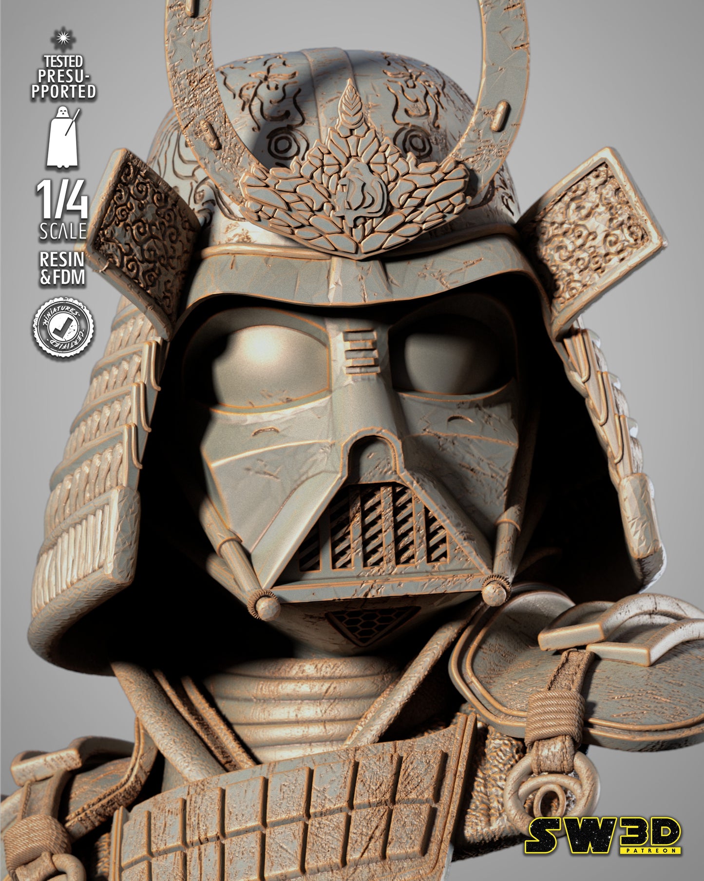 Darth Vader Samurai Bust (Star Wars) - 3D printed model kit (Fan Art)