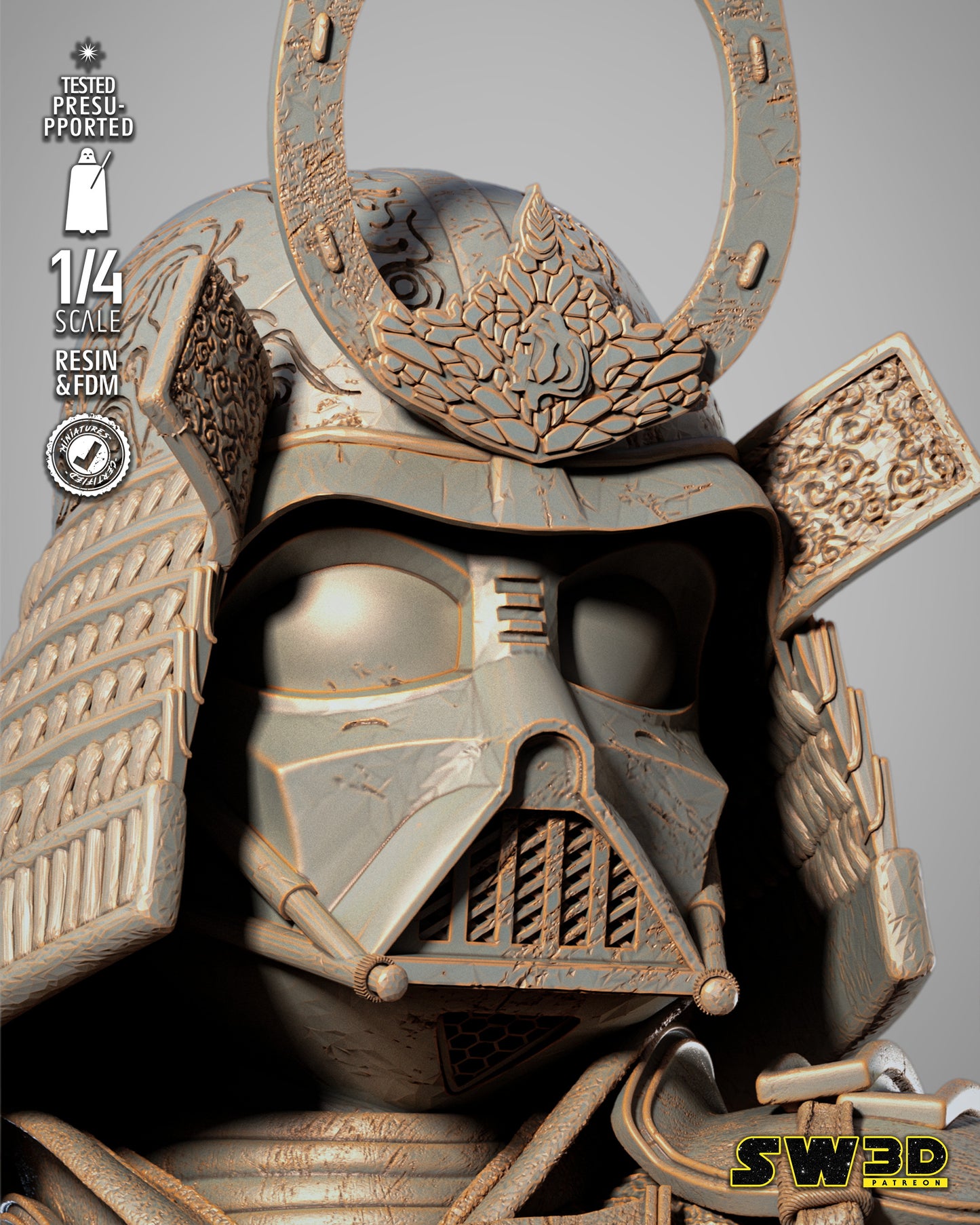 Darth Vader Samurai Bust (Star Wars) - 3D printed model kit (Fan Art)