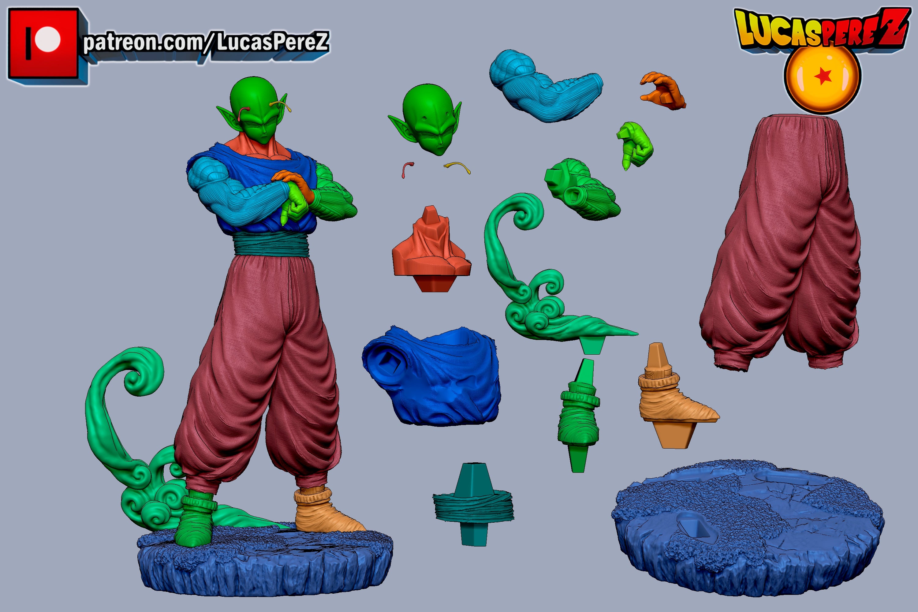 3D Printed Dragon Ball Z - Piccolo - Unpainted and Unassembled 6th Scale