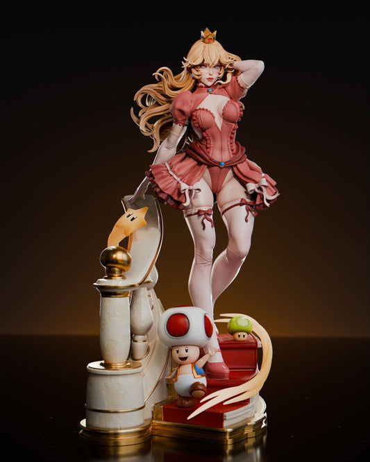 Princess Peach - 3d Printed Statue Model Kit - Mario - 6 Scale