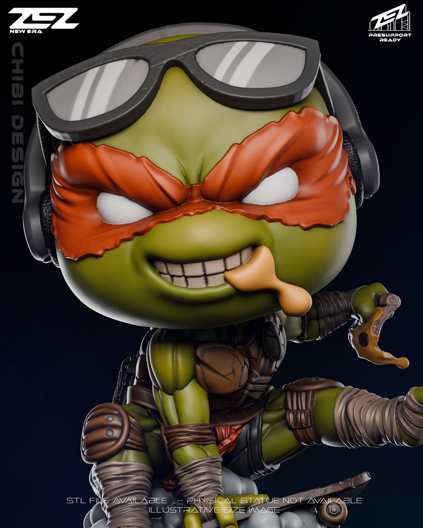 Michaelangelo Chibi (ZEZ) - 3D Printed Fan Art Model Kit
