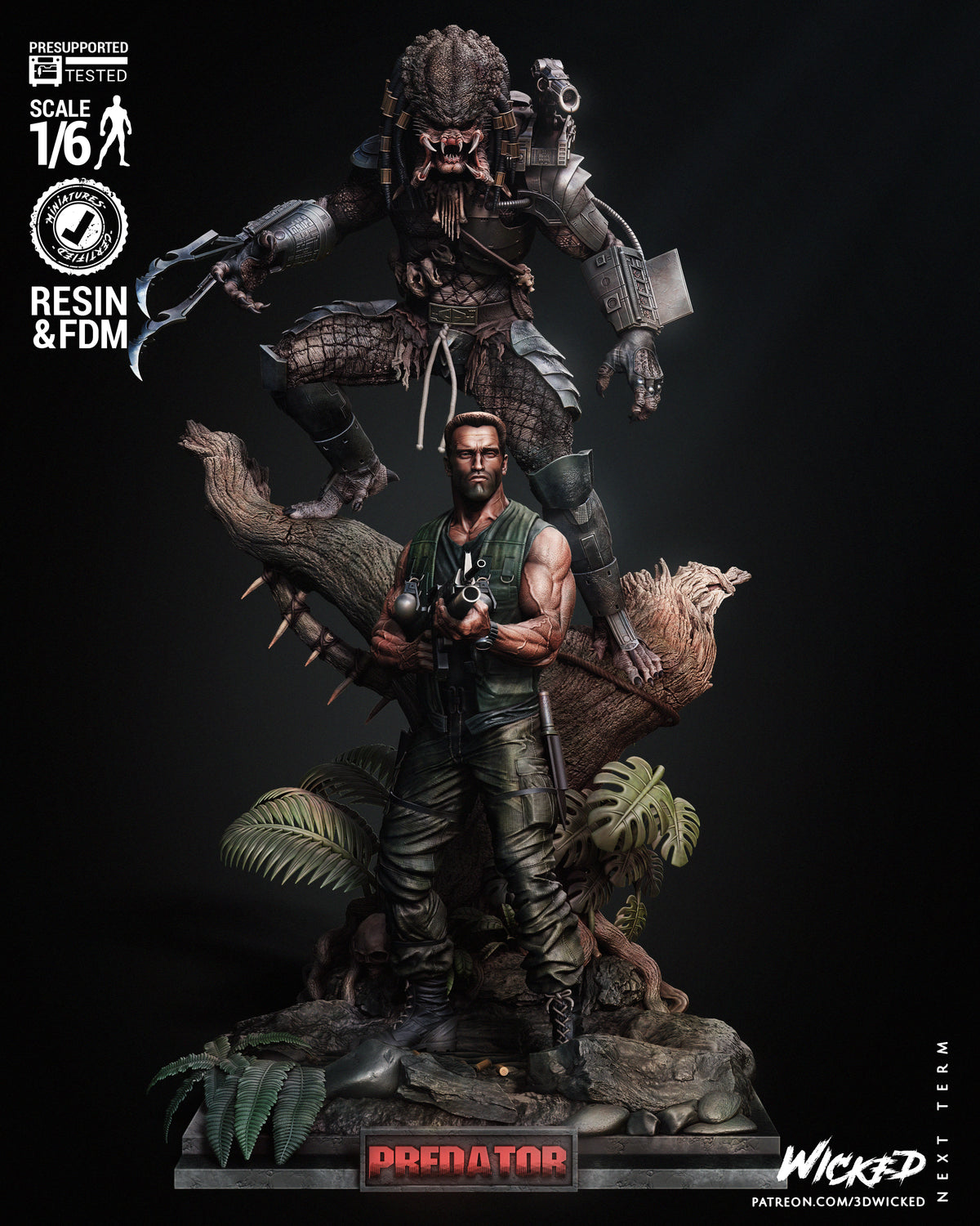 Predator & Dutch (Fan Art) Diorama - 6, 8 or 12 scale - 3D Print kit