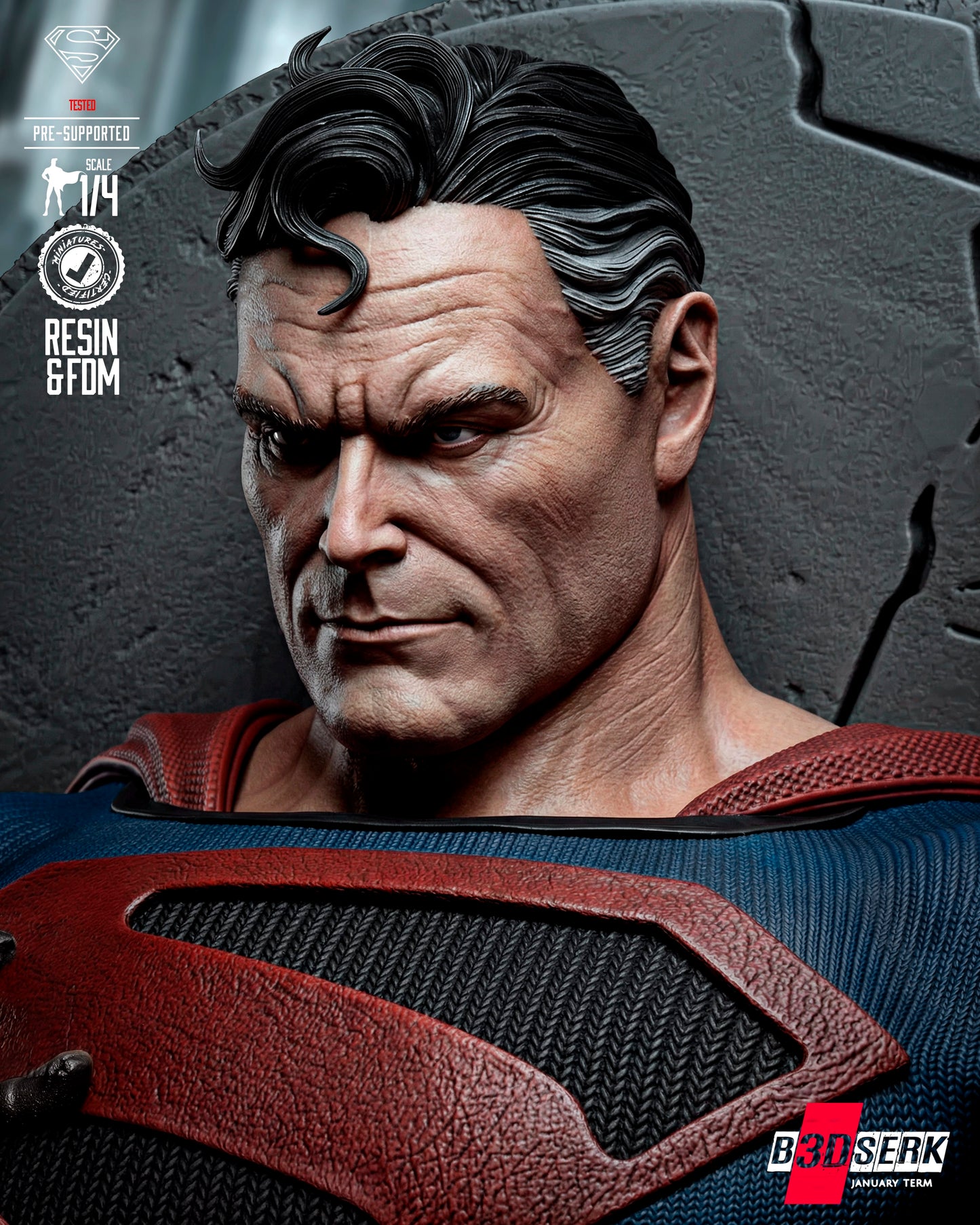 Superman Kingdom Come - Portrait Bust - 4 or 8 scale - 3D Model Kit - Fan Art