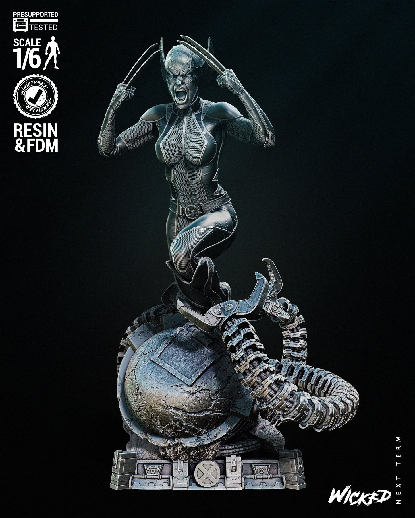 X-23 Statue (Fan Art) - 6 - 12 scale (300mm to 150mm) - 3D Printed kit