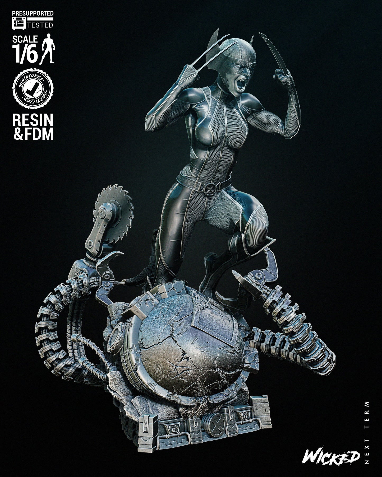 X-23 Statue (Fan Art) - 6 - 12 scale (300mm to 150mm) - 3D Printed kit