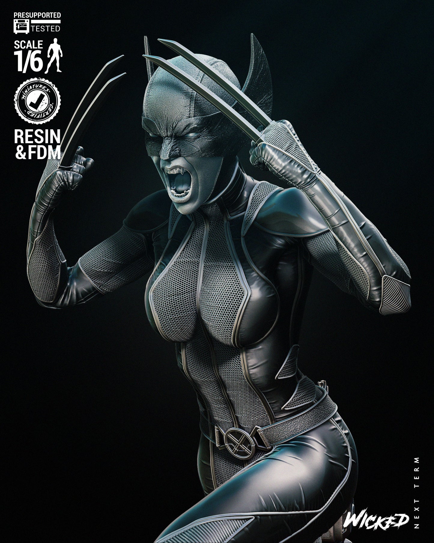 X-23 Statue (Fan Art) - 6 - 12 scale (300mm to 150mm) - 3D Printed kit