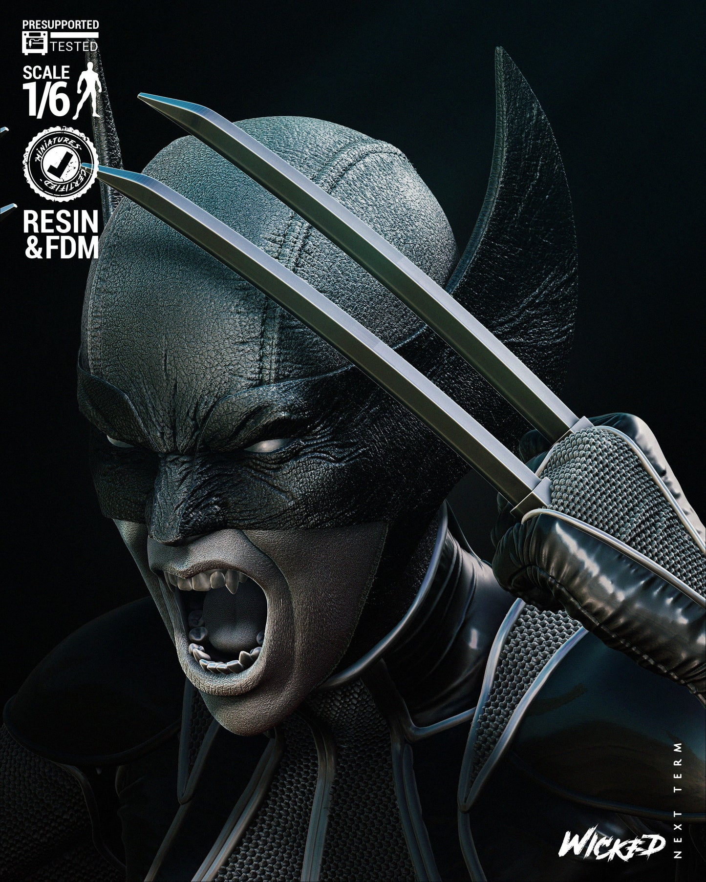 X-23 Statue (Fan Art) - 6 - 12 scale (300mm to 150mm) - 3D Printed kit