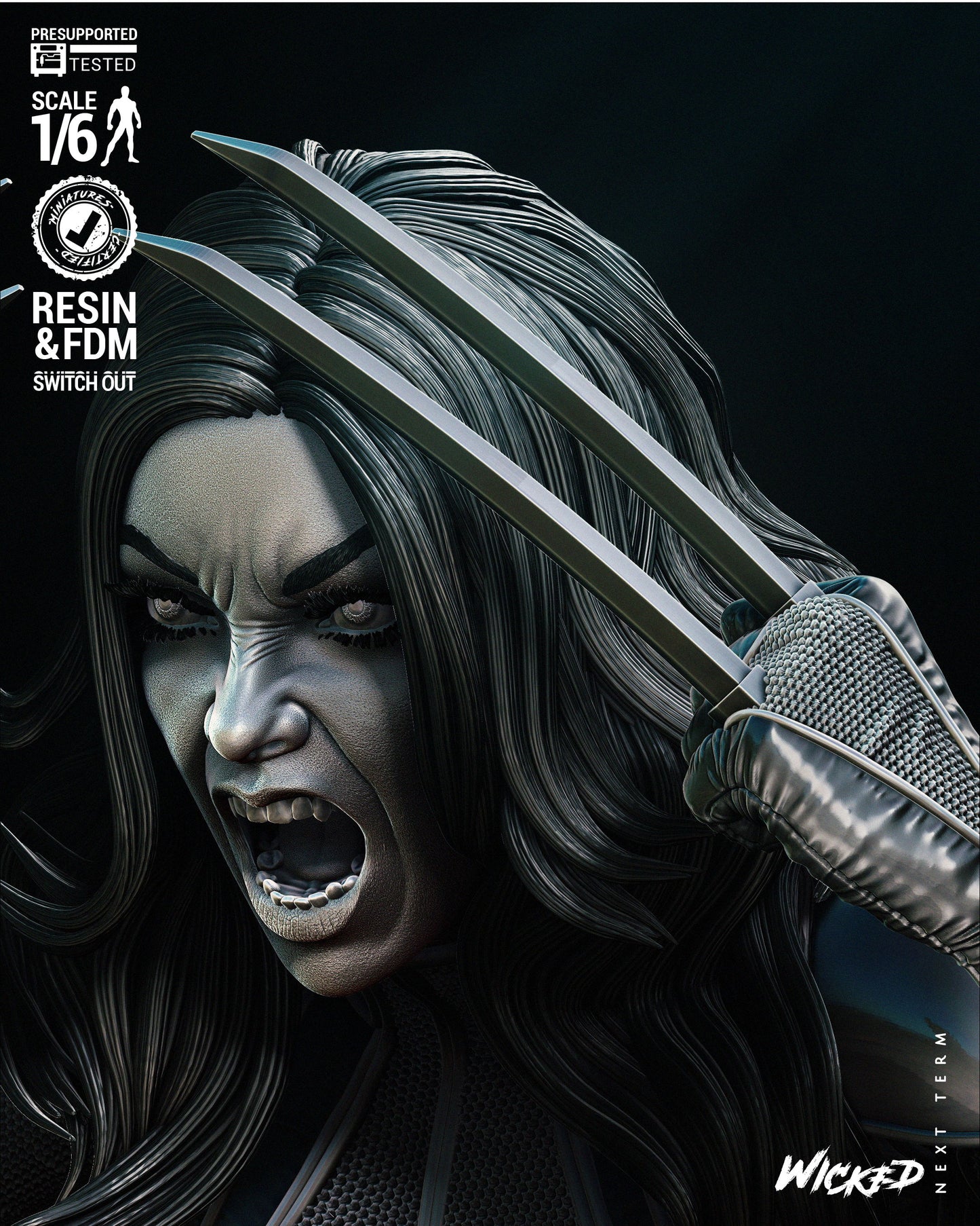 X-23 Statue (Fan Art) - 6 - 12 scale (300mm to 150mm) - 3D Printed kit