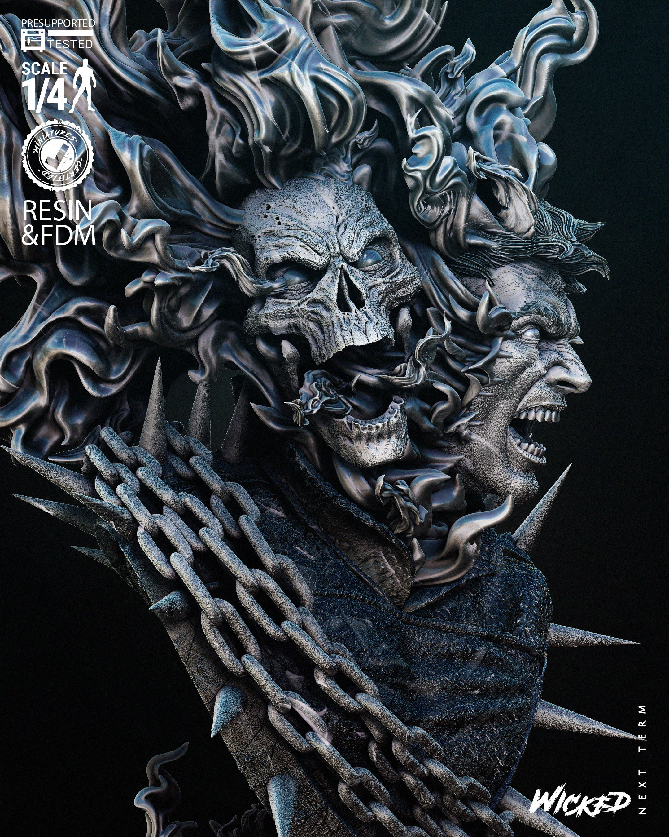 Ghost Rider Portrait Bust- 3D Printed - 4th scale - Fan Art