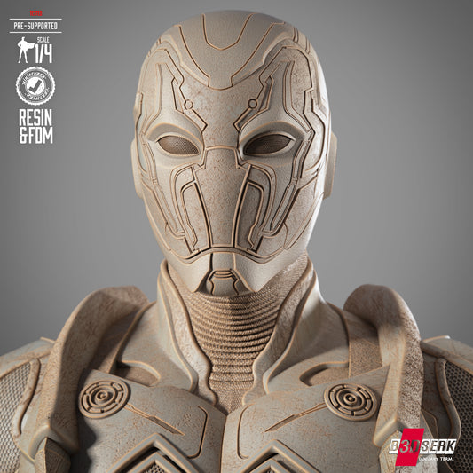 Blue Beetle Portrait Bust 4 and 8 Scale - 3D Printed Model