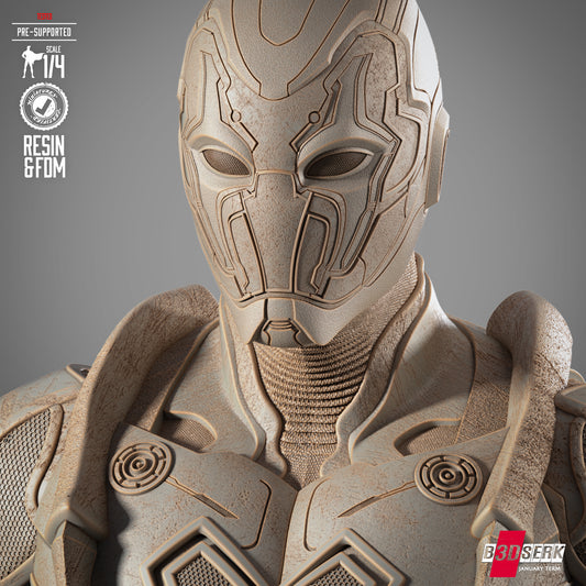 Blue Beetle Portrait Bust 4 and 8 Scale - 3D Printed Model