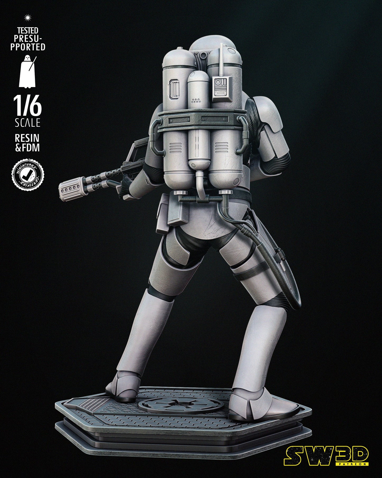 Flame Trooper (Star Wars) Fan Art - 6th or 12th scale - 3D Printed