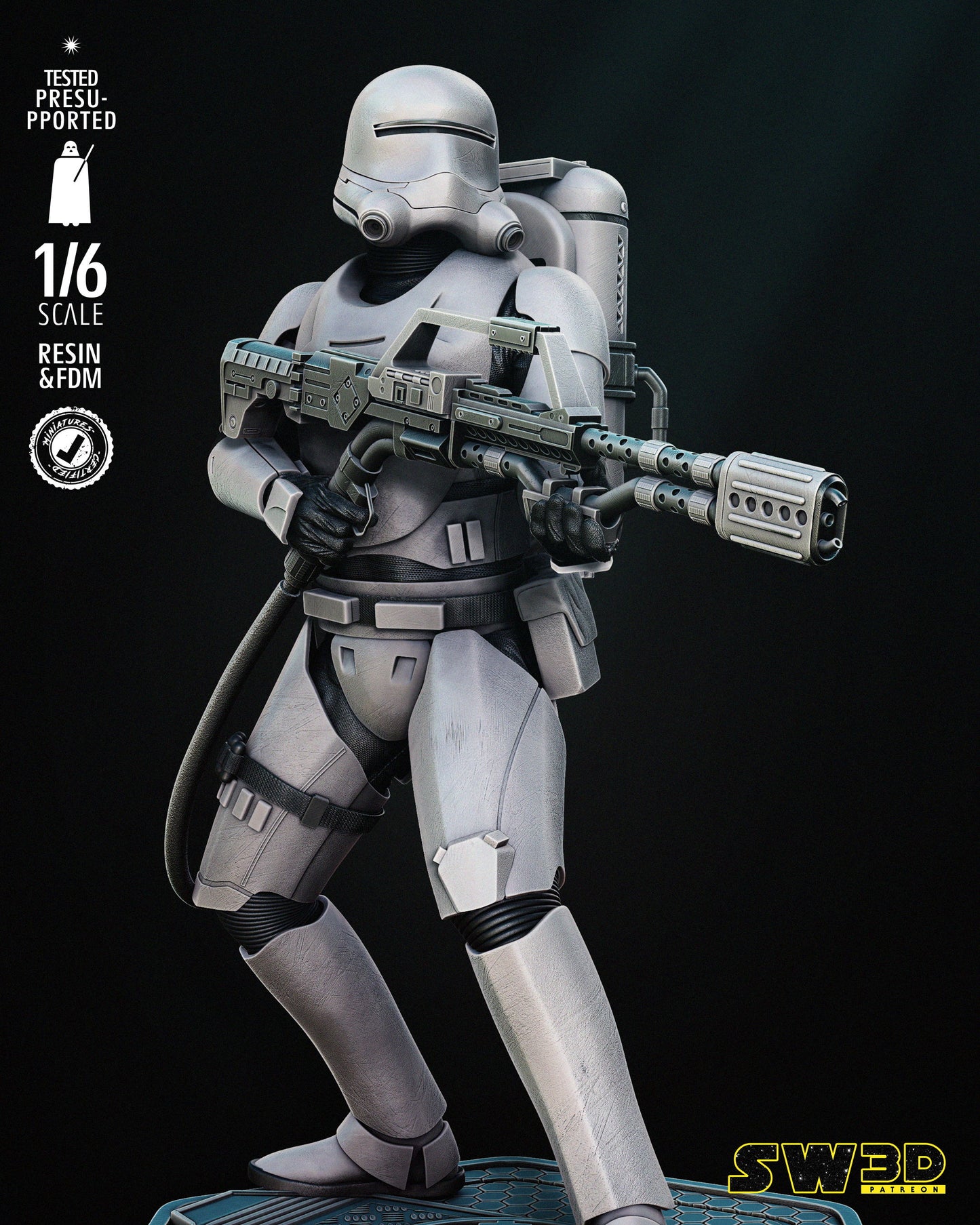 Flame Trooper (Star Wars) Fan Art - 6th or 12th scale - 3D Printed