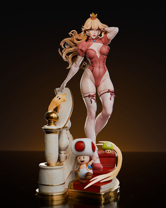 Princess Peach - 3d Printed Statue Model Kit - Mario - 6 Scale