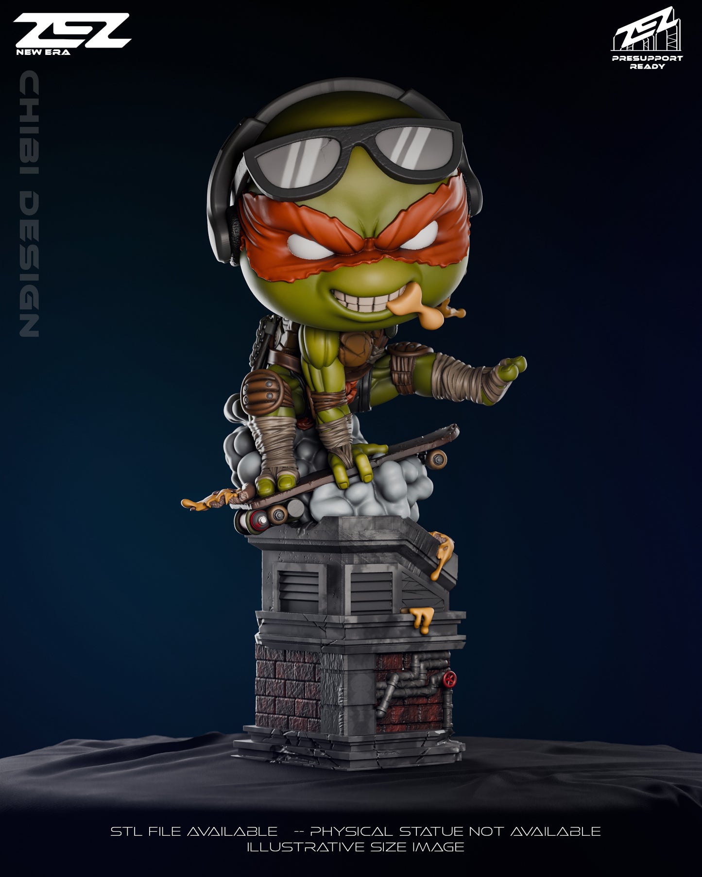 Michaelangelo Chibi (ZEZ) - 3D Printed Fan Art Model Kit