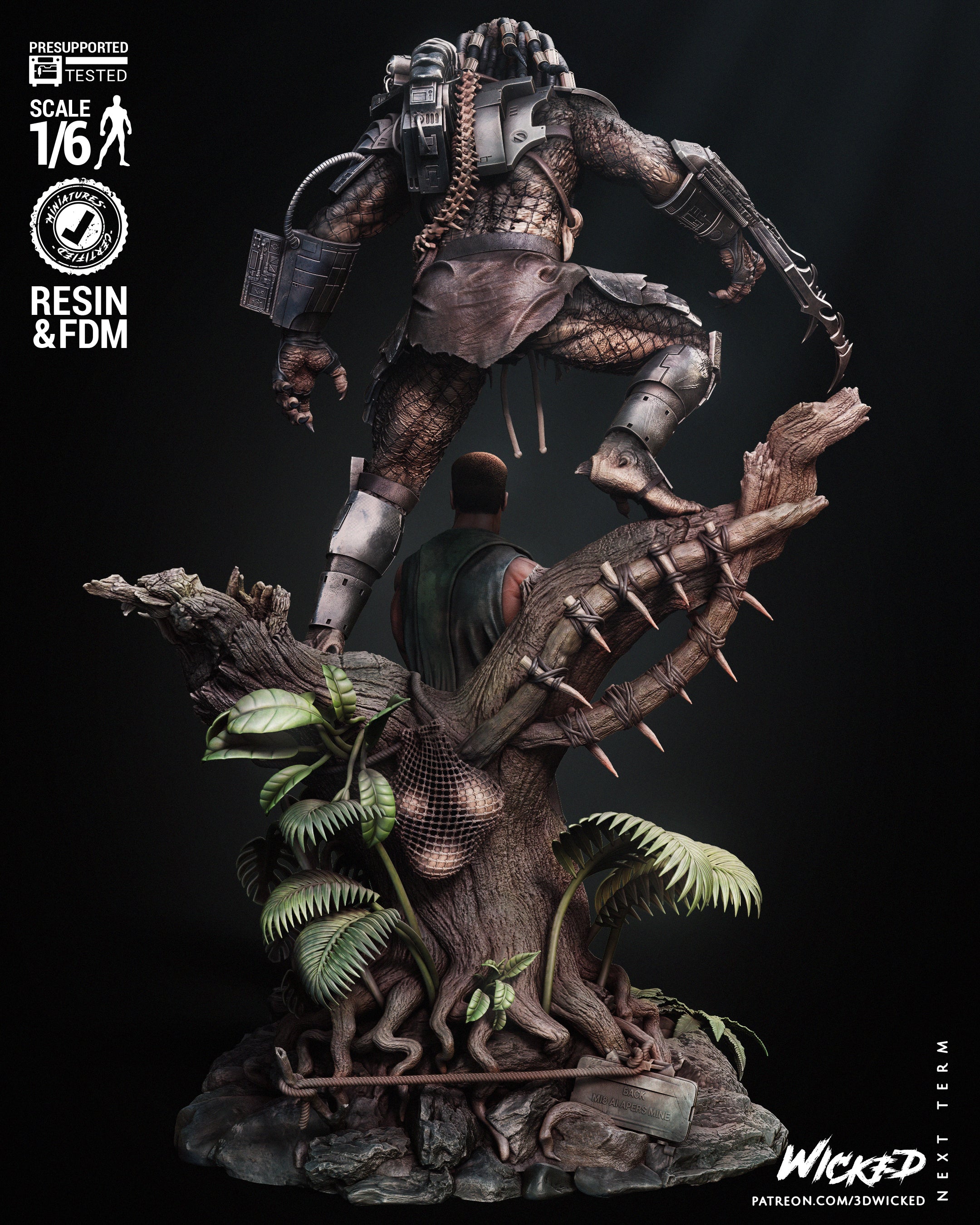 Predator & Dutch (Fan Art) Diorama - 6, 8 or 12 scale - 3D Print kit