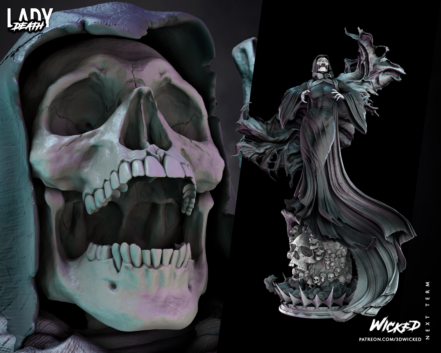 Lady Death Statue (Fan Art) - 6 or 12 scale (482mm or 241mm) - 3D Print