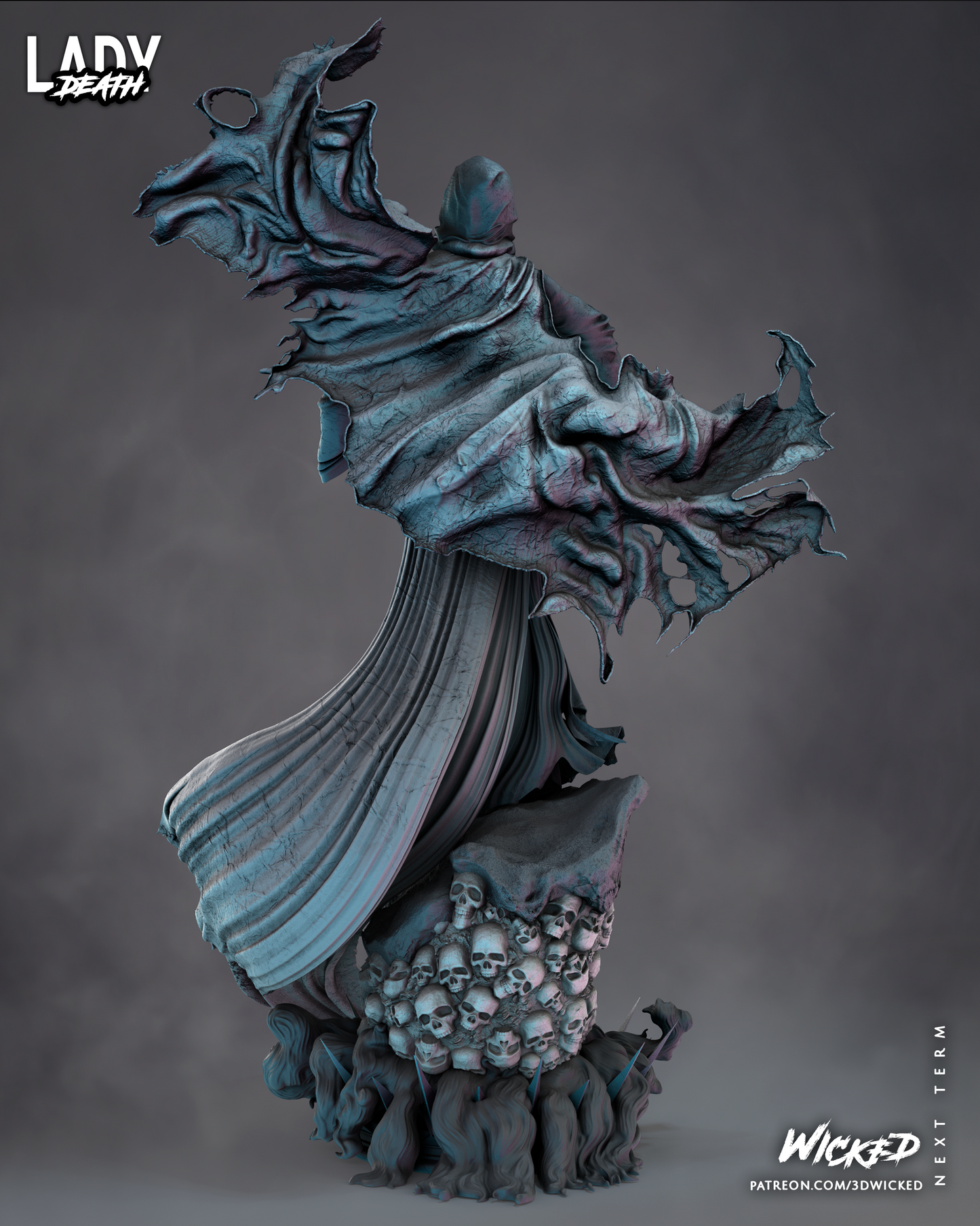 Lady Death Statue (Fan Art) - 6 or 12 scale (482mm or 241mm) - 3D Print