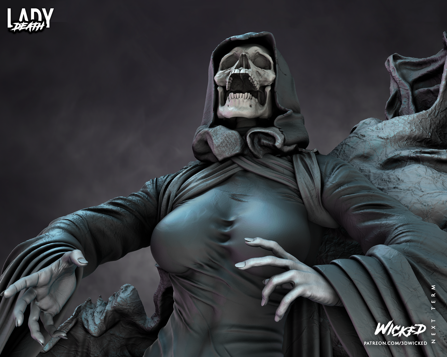 Lady Death Statue (Fan Art) - 6 or 12 scale (482mm or 241mm) - 3D Print