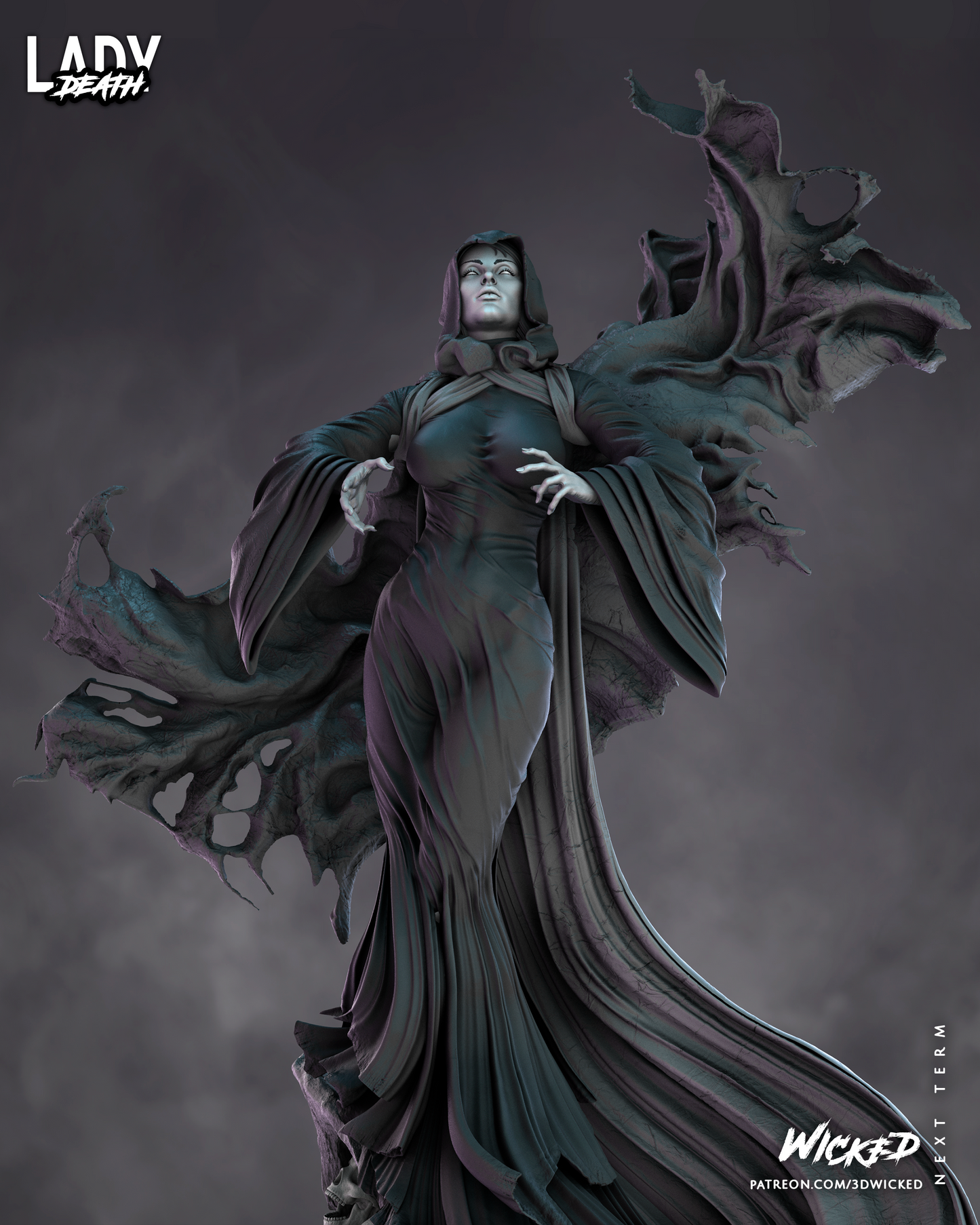Lady Death Statue (Fan Art) - 6 or 12 scale (482mm or 241mm) - 3D Print