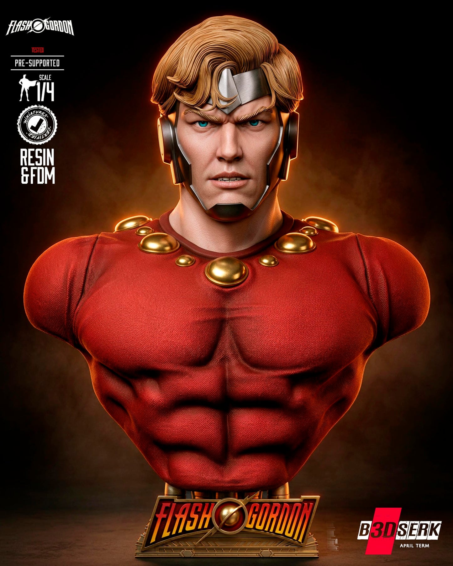 Flash Gordon (Bust) 3D Model Kit -4 or 8 scale (Fan Art)