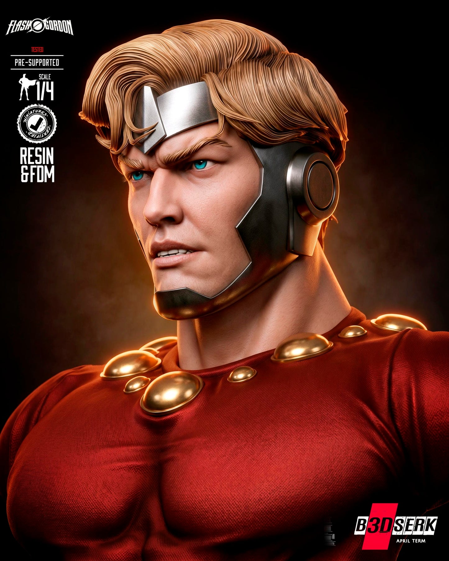 Flash Gordon (Bust) 3D Model Kit -4 or 8 scale (Fan Art)