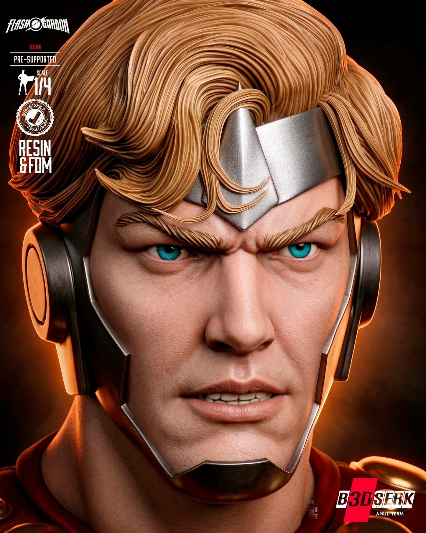 Flash Gordon (Bust) 3D Model Kit -4 or 8 scale (Fan Art)