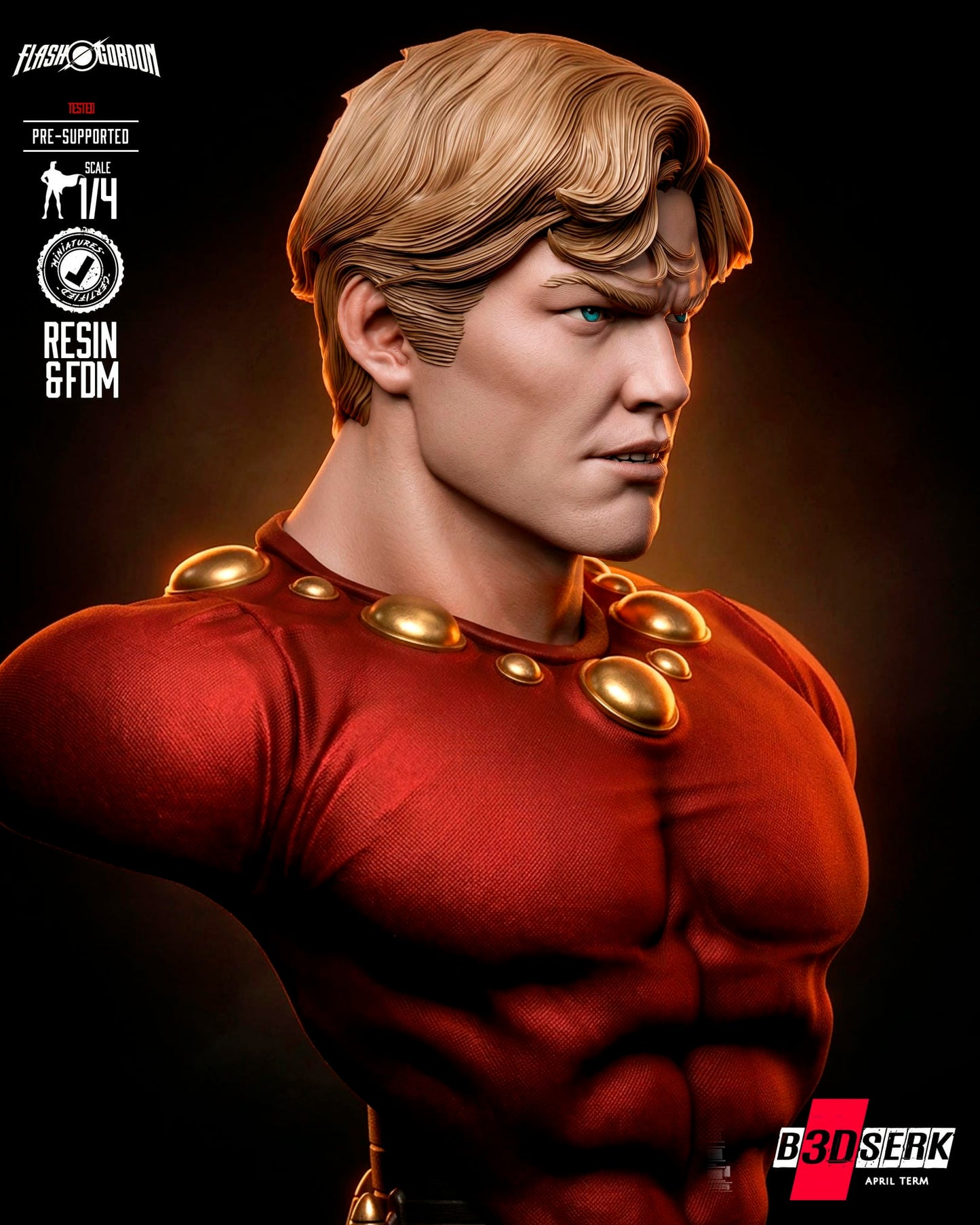 Flash Gordon (Bust) 3D Model Kit -4 or 8 scale (Fan Art)