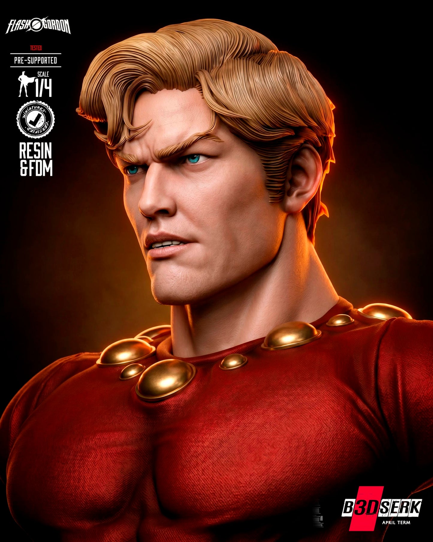 Flash Gordon (Bust) 3D Model Kit -4 or 8 scale (Fan Art)