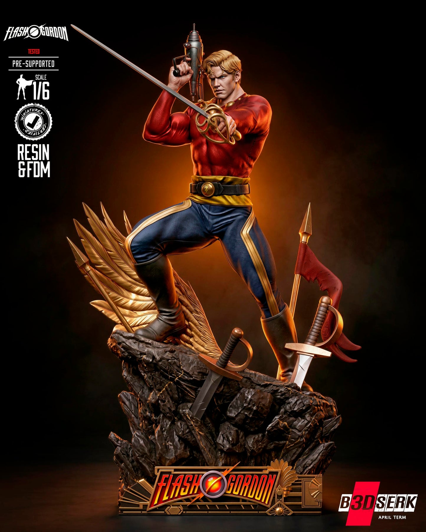 Flash Gordon (Statue) 3D Model Kit -6 or 12 scale (Fan Art)