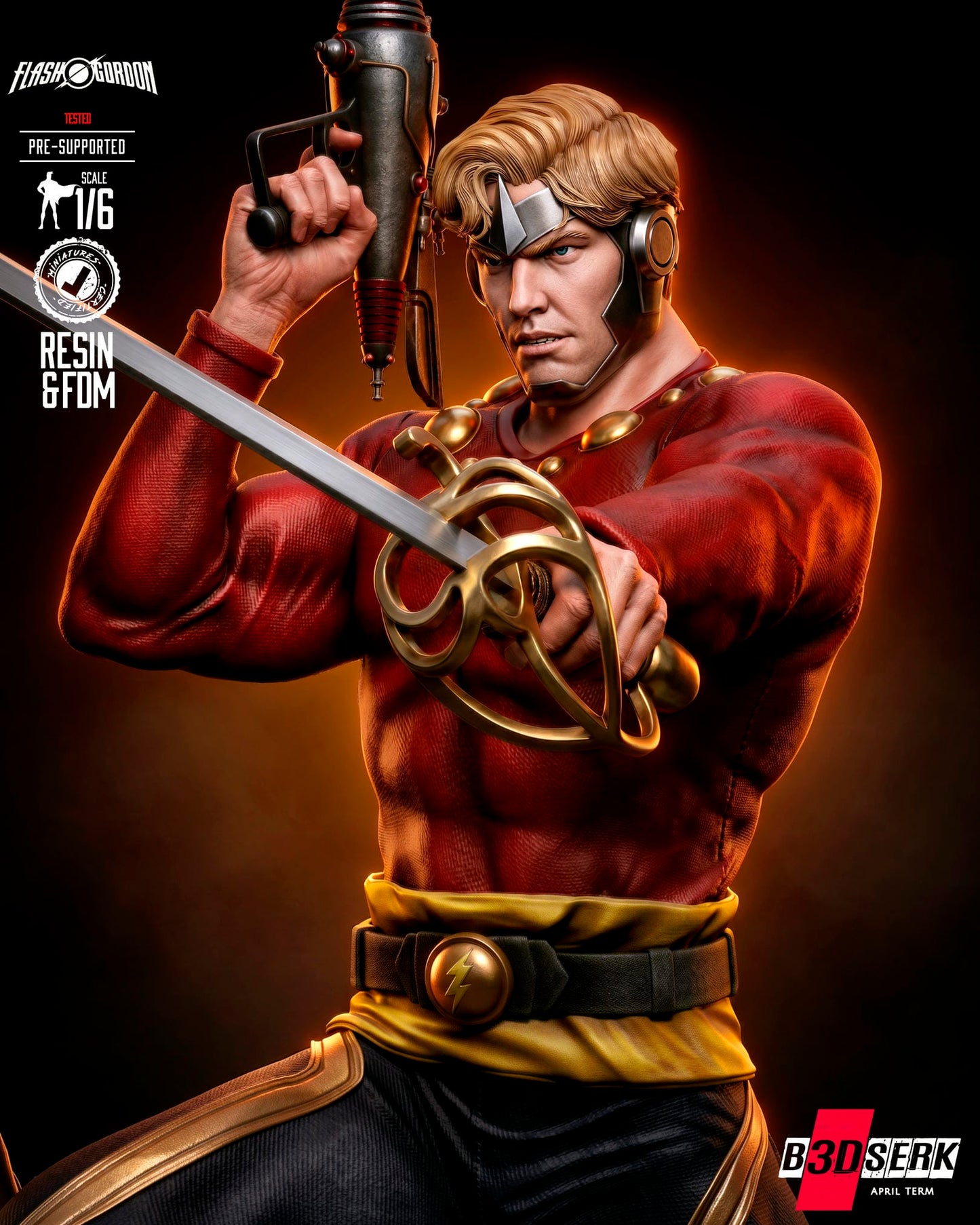 Flash Gordon (Statue) 3D Model Kit -6 or 12 scale (Fan Art)