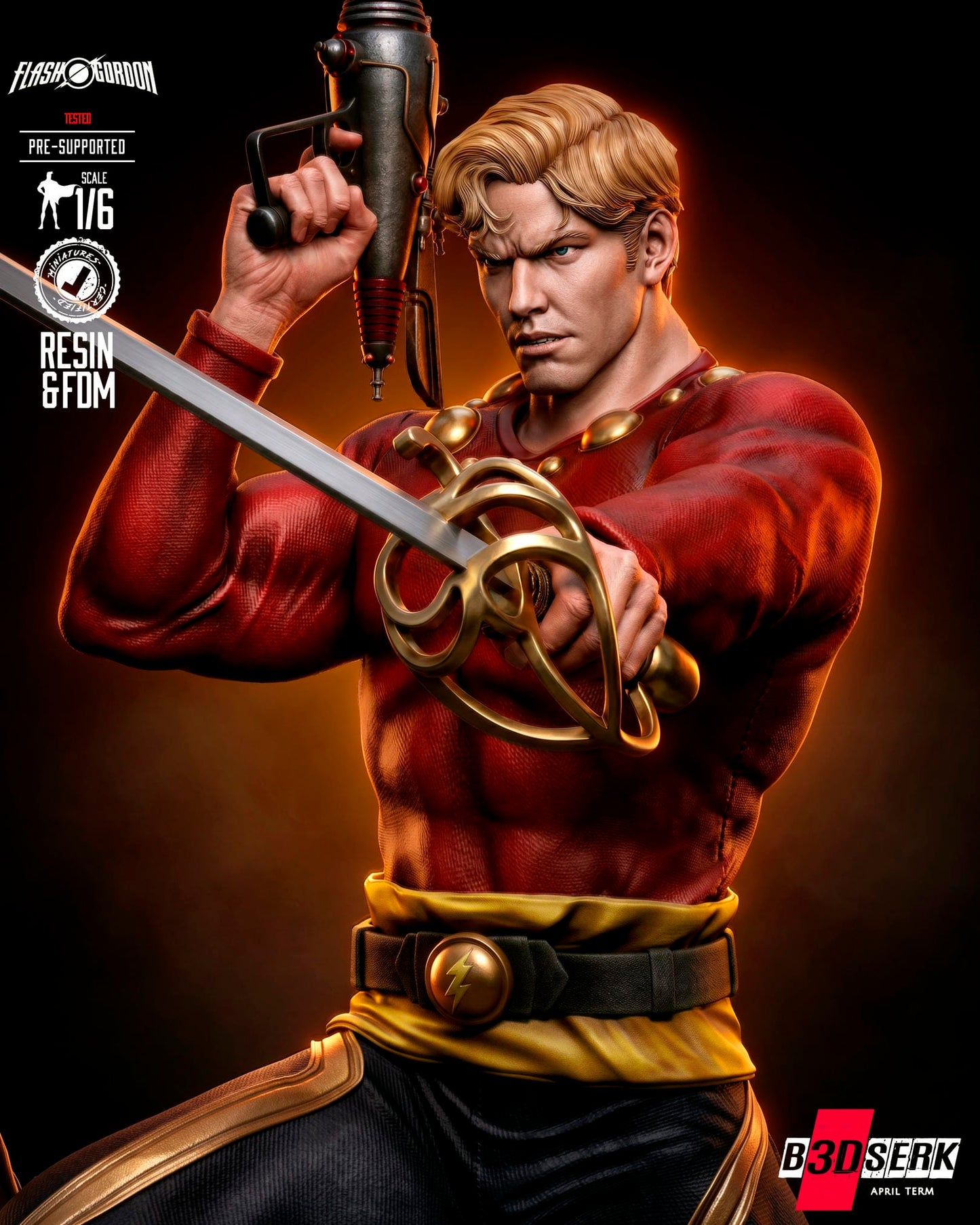 Flash Gordon (Statue) 3D Model Kit -6 or 12 scale (Fan Art)