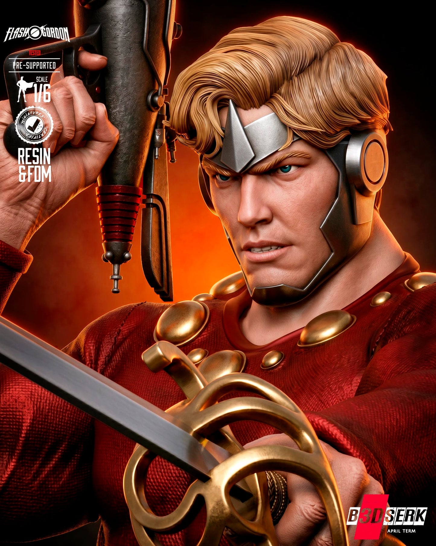 Flash Gordon (Statue) 3D Model Kit -6 or 12 scale (Fan Art)