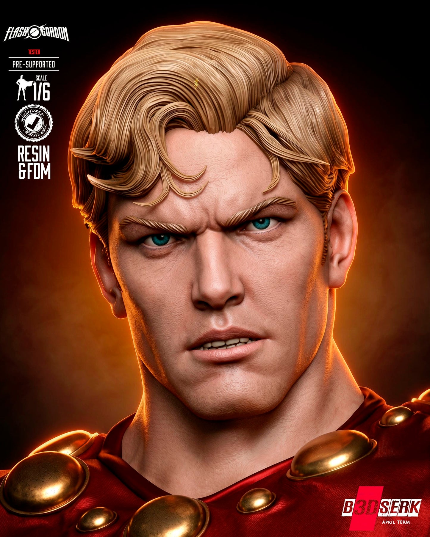 Flash Gordon (Statue) 3D Model Kit -6 or 12 scale (Fan Art)