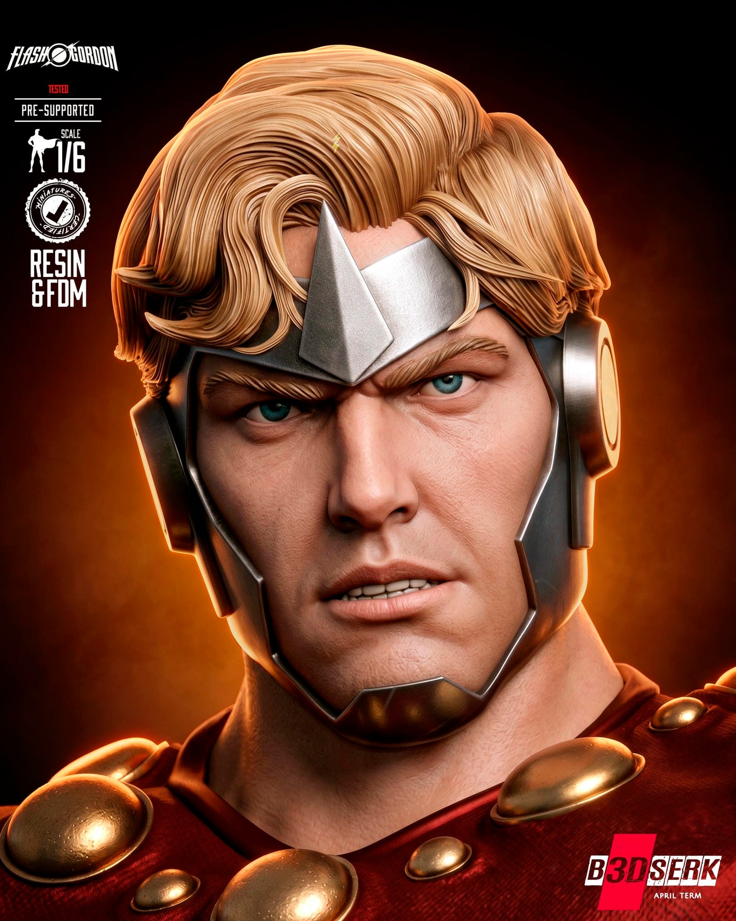 Flash Gordon (Statue) 3D Model Kit -6 or 12 scale (Fan Art)