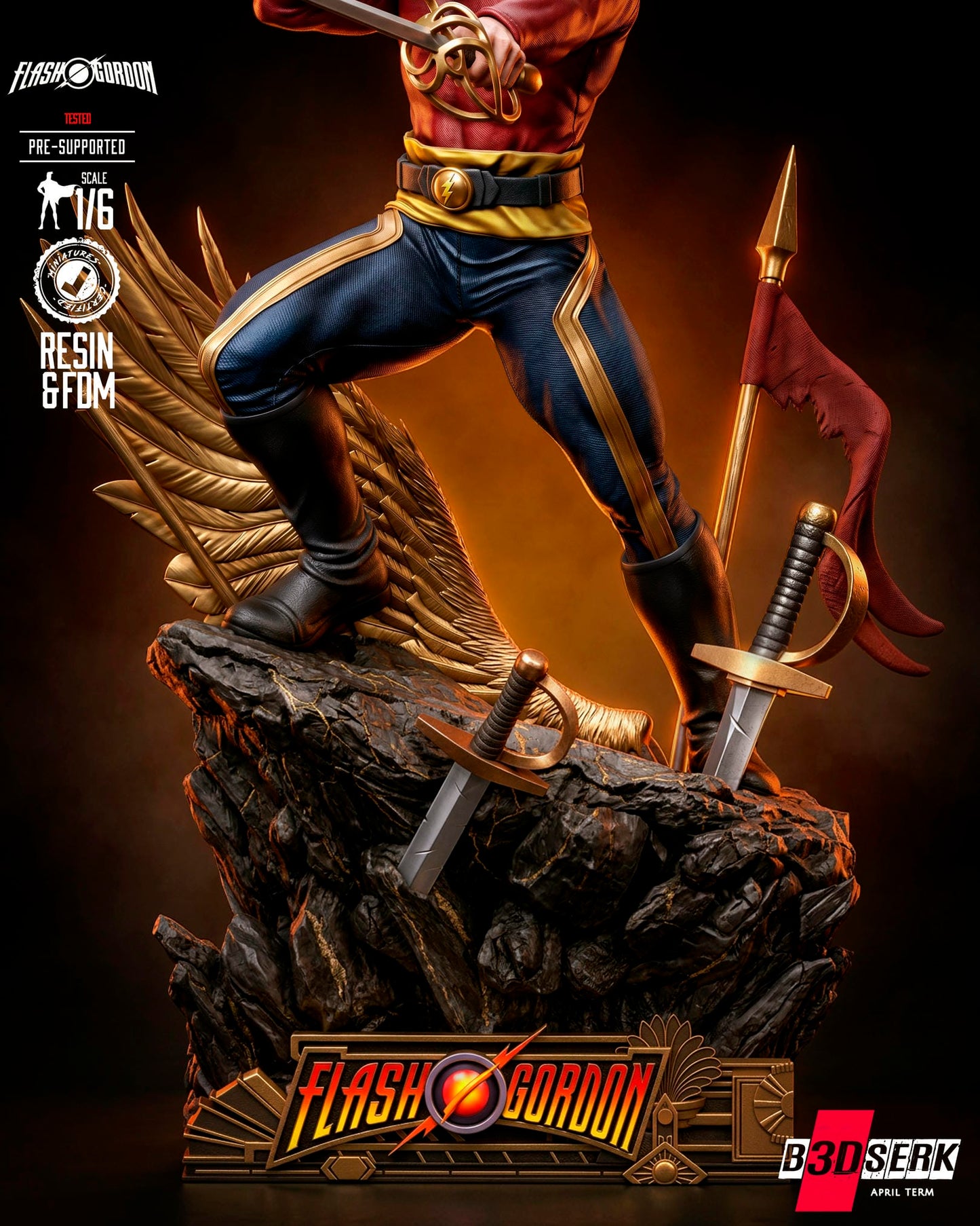 Flash Gordon (Statue) 3D Model Kit -6 or 12 scale (Fan Art)