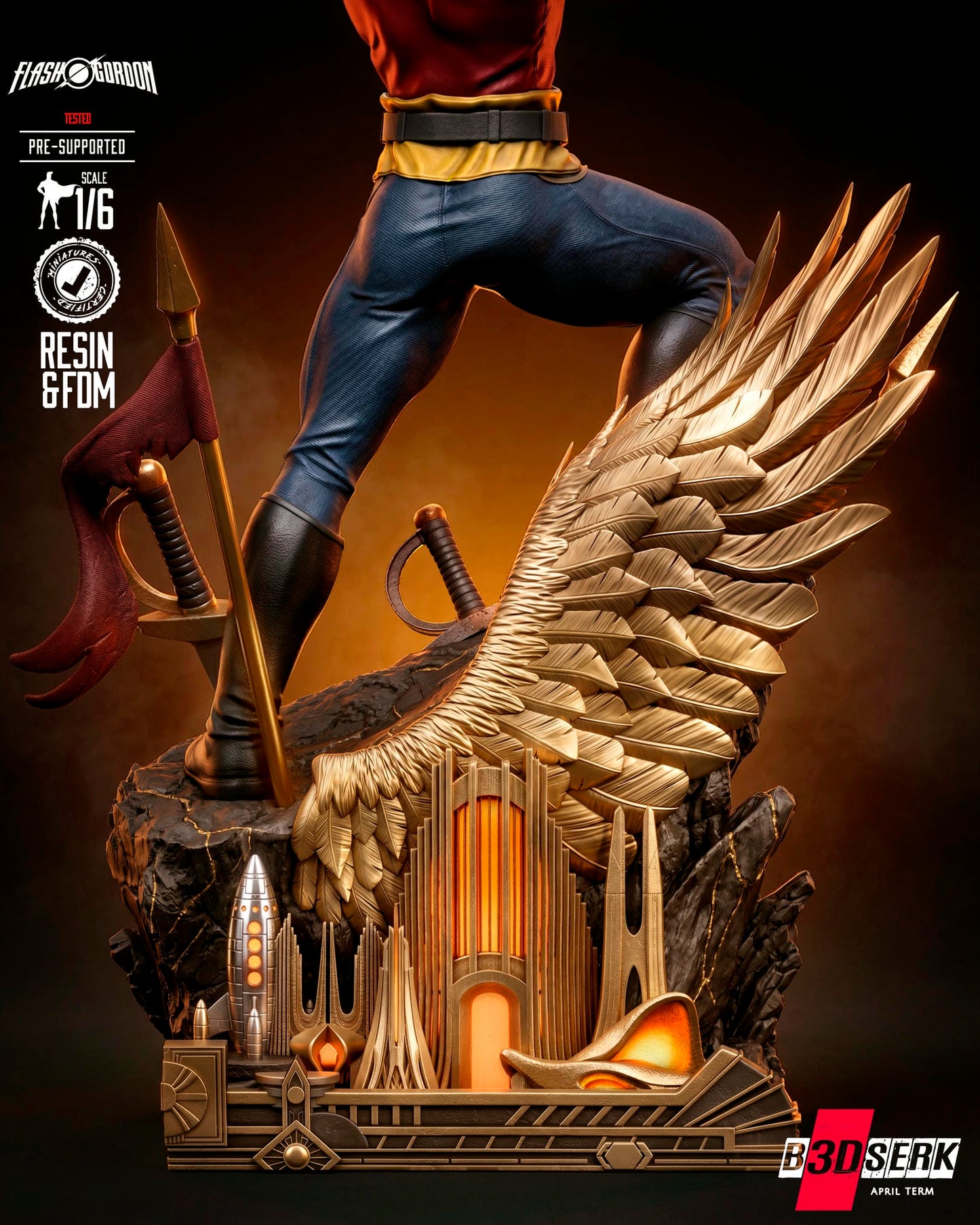 Flash Gordon (Statue) 3D Model Kit -6 or 12 scale (Fan Art)