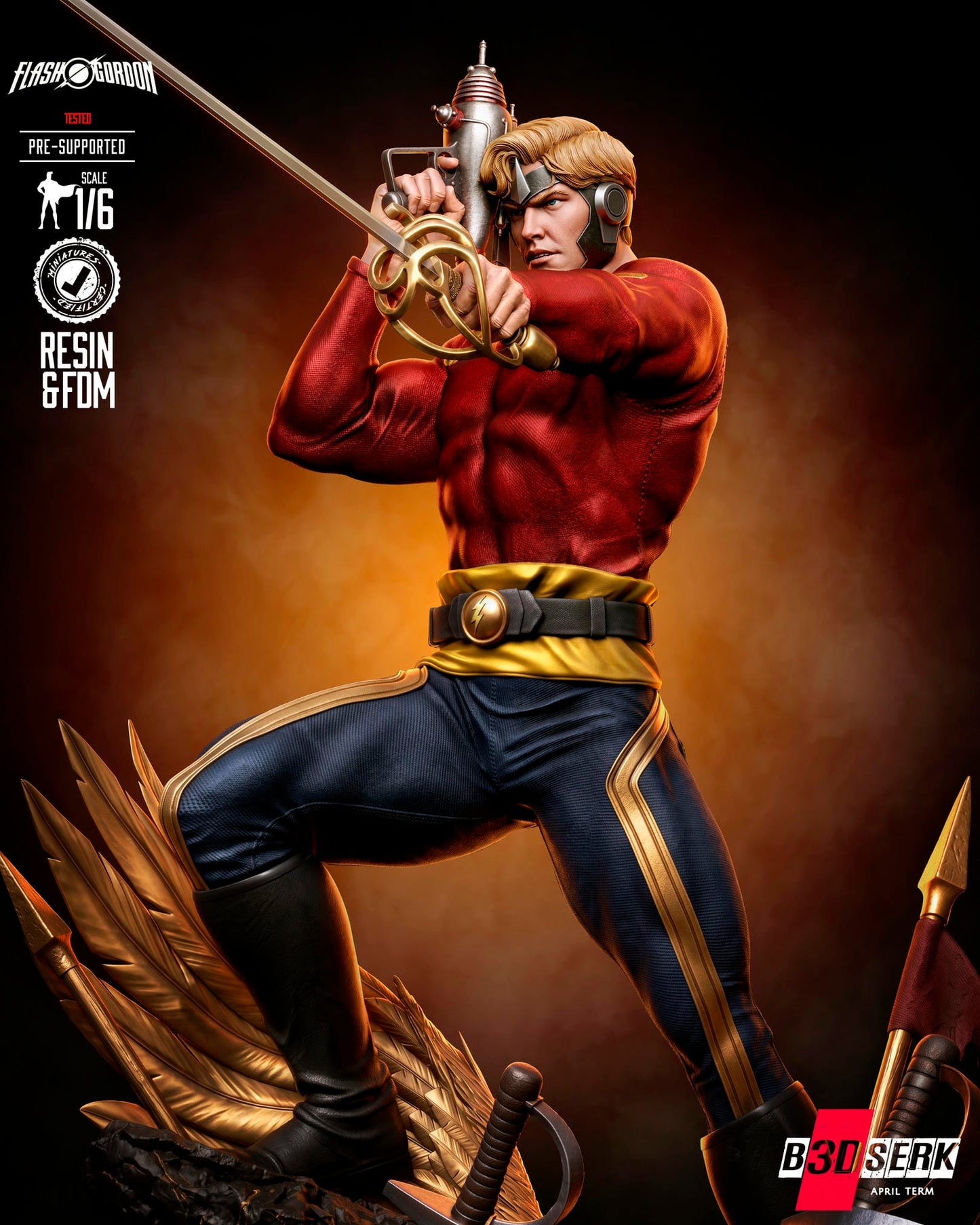 Flash Gordon (Statue) 3D Model Kit -6 or 12 scale (Fan Art)