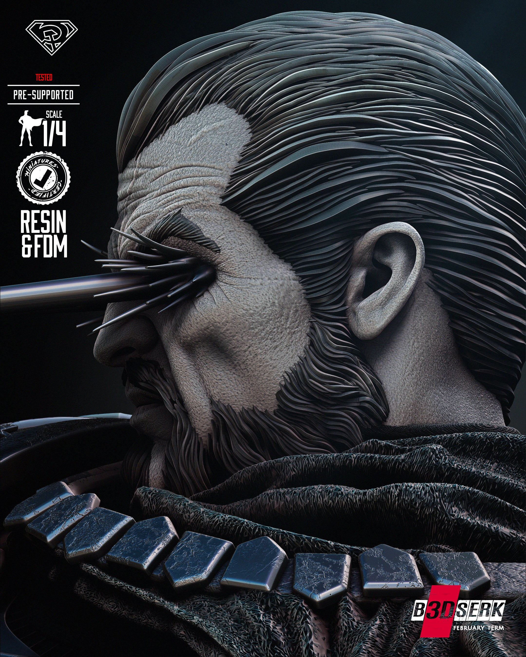 General Zod Bust (Fan Art) - 4 or 8 scale - 3D Print kit