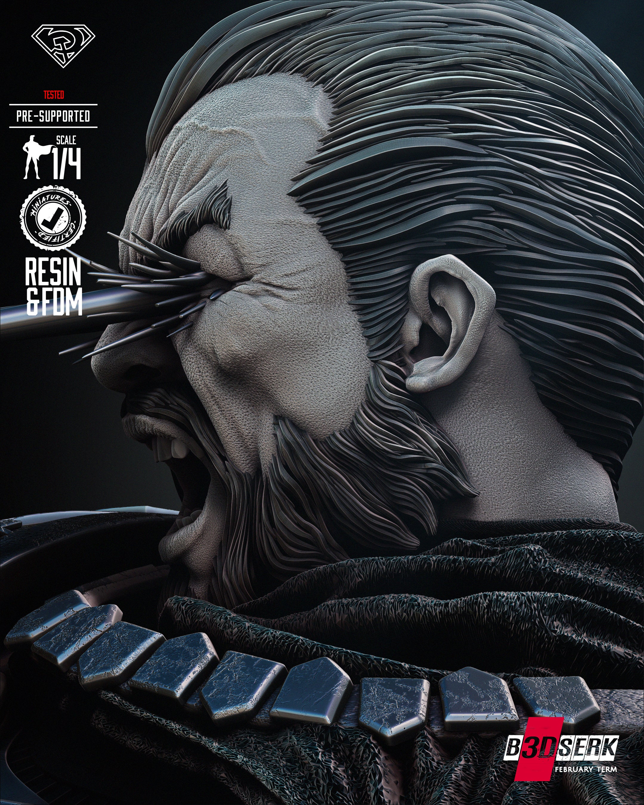 General Zod Bust (Fan Art) - 4 or 8 scale - 3D Print kit