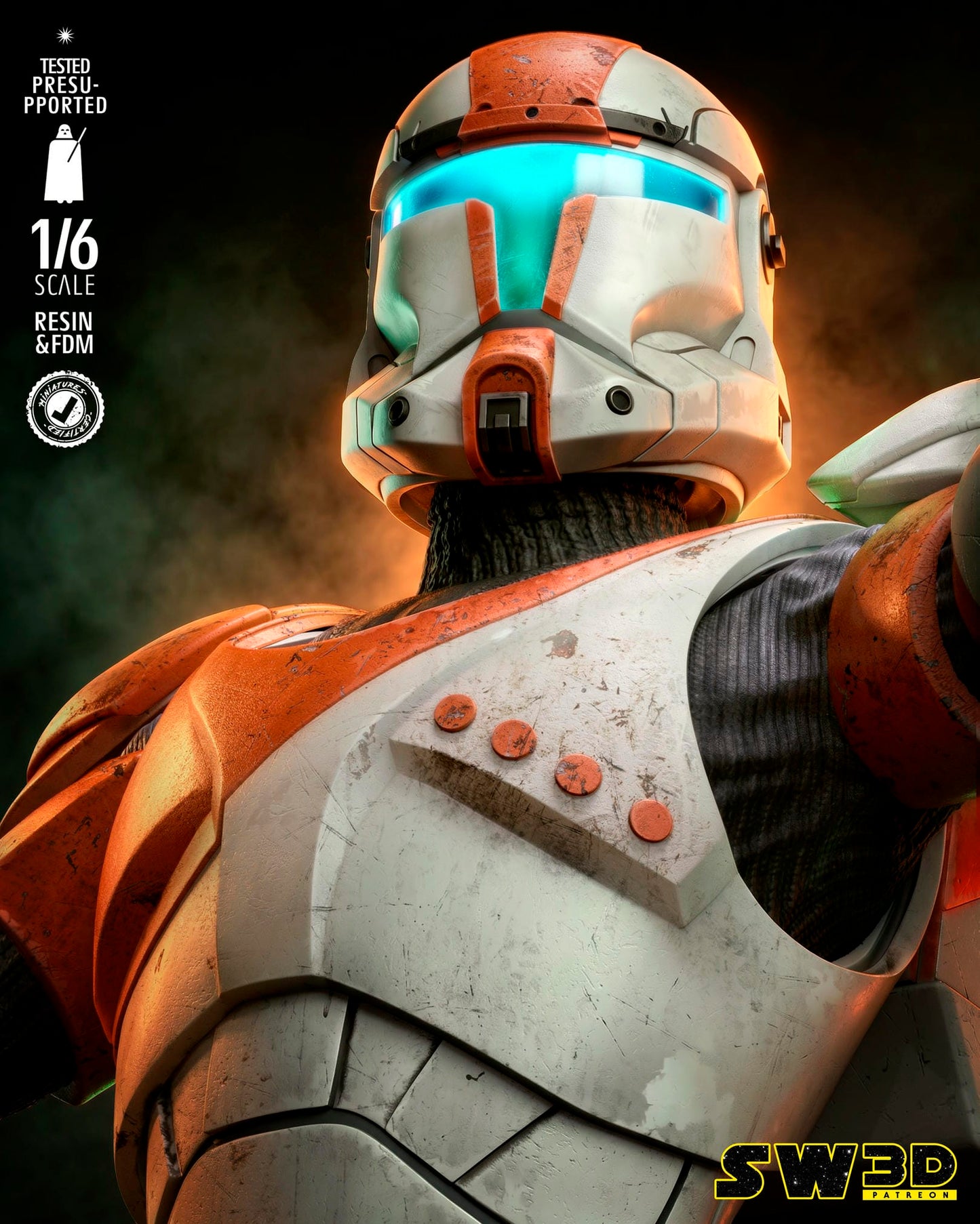 Clone Commander Statue (Star Wars) - 3D printed model kit (Fan Art)