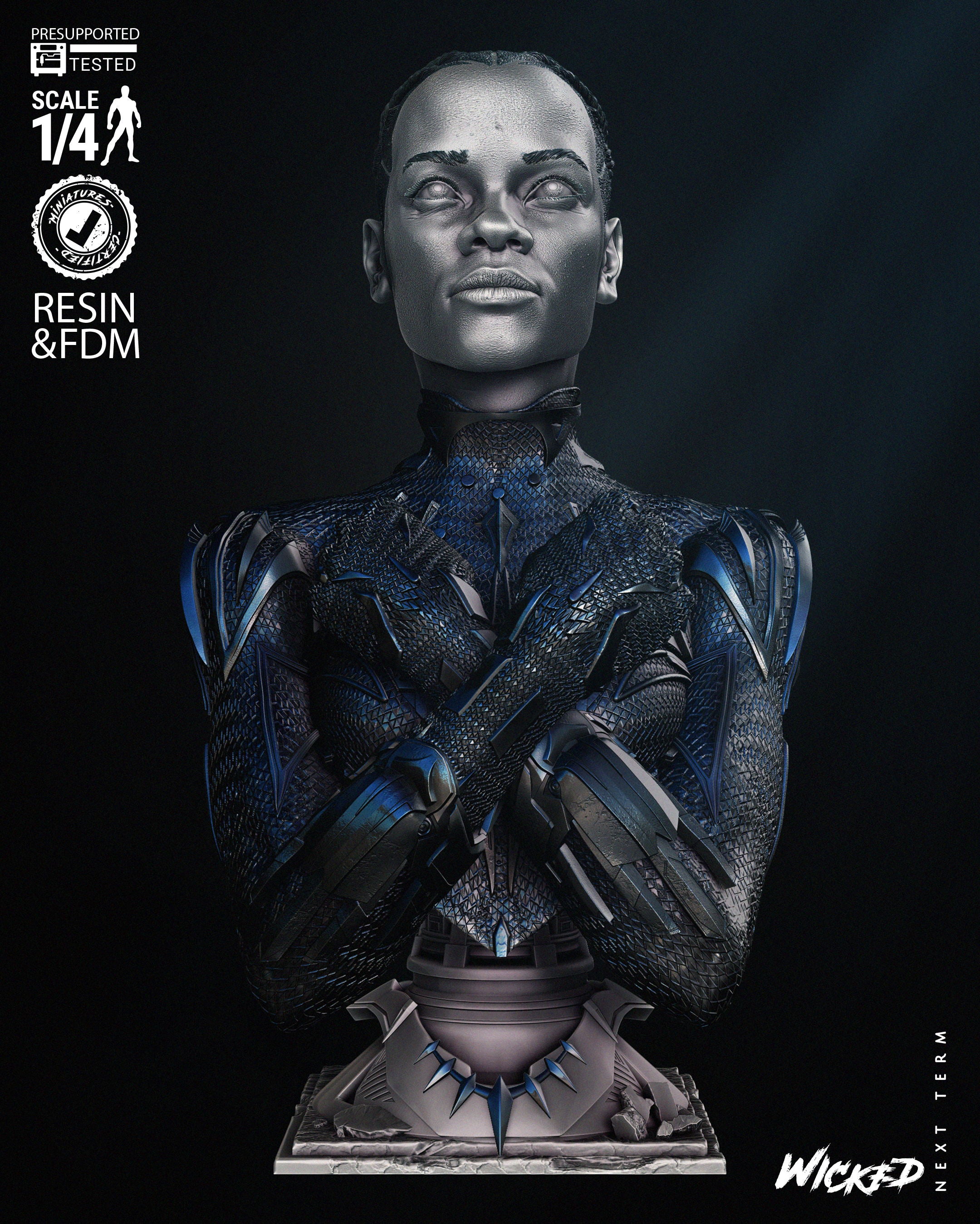 Black Panther Shuri Bust - 3D Print Kit 4th and 8th Scale