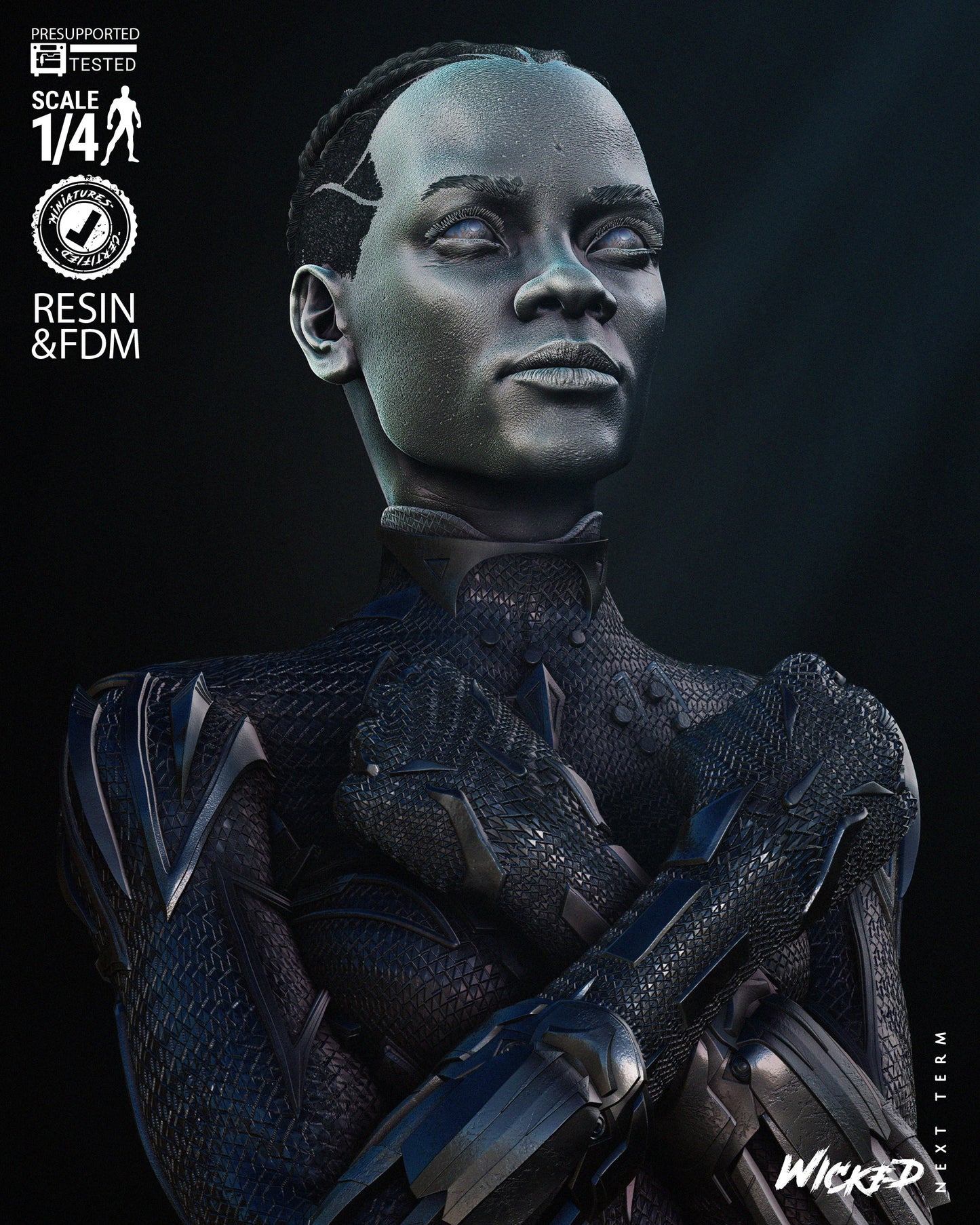 Black Panther Shuri Bust - 3D Print Kit 4th and 8th Scale