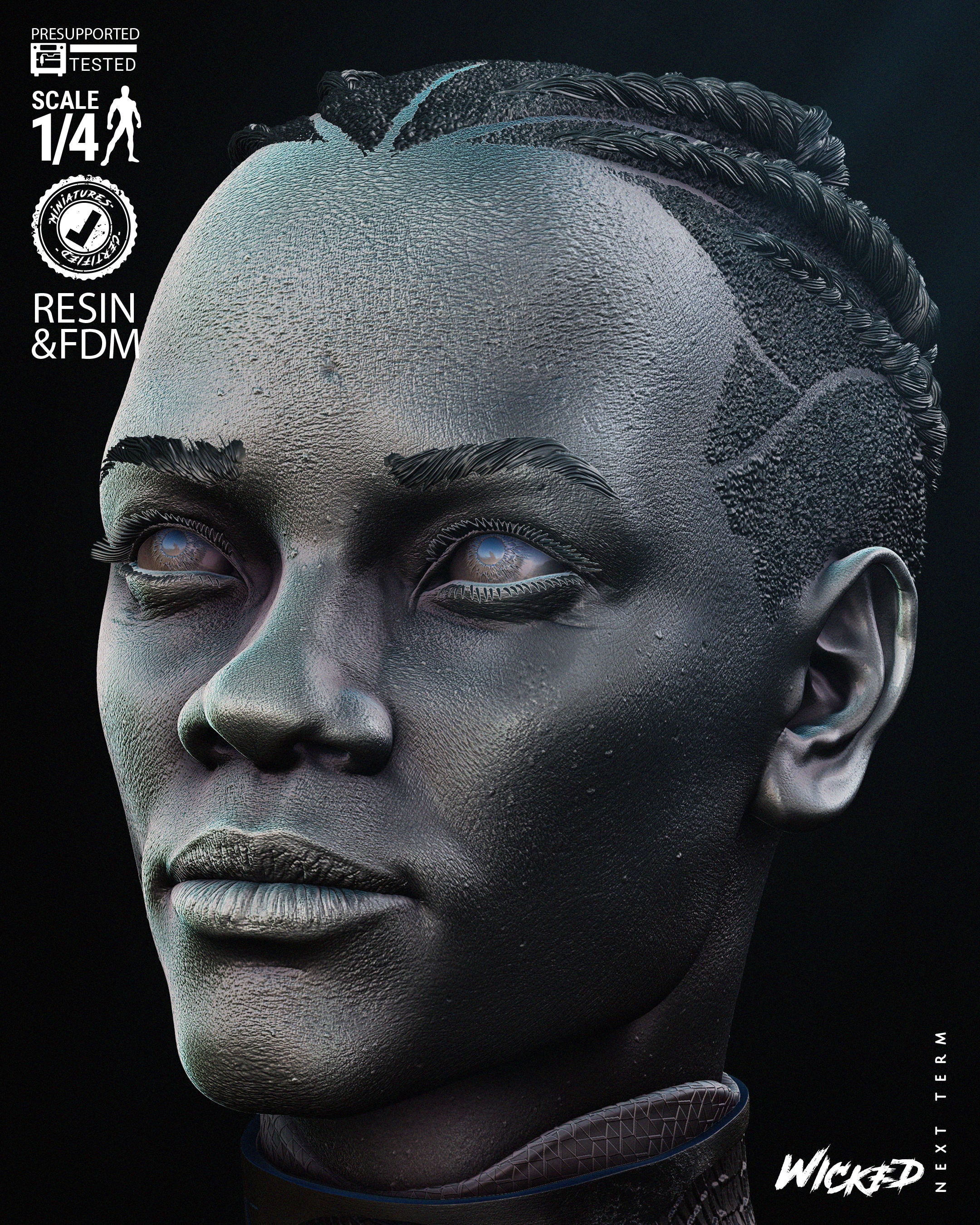 Black Panther Shuri Bust - 3D Print Kit 4th and 8th Scale