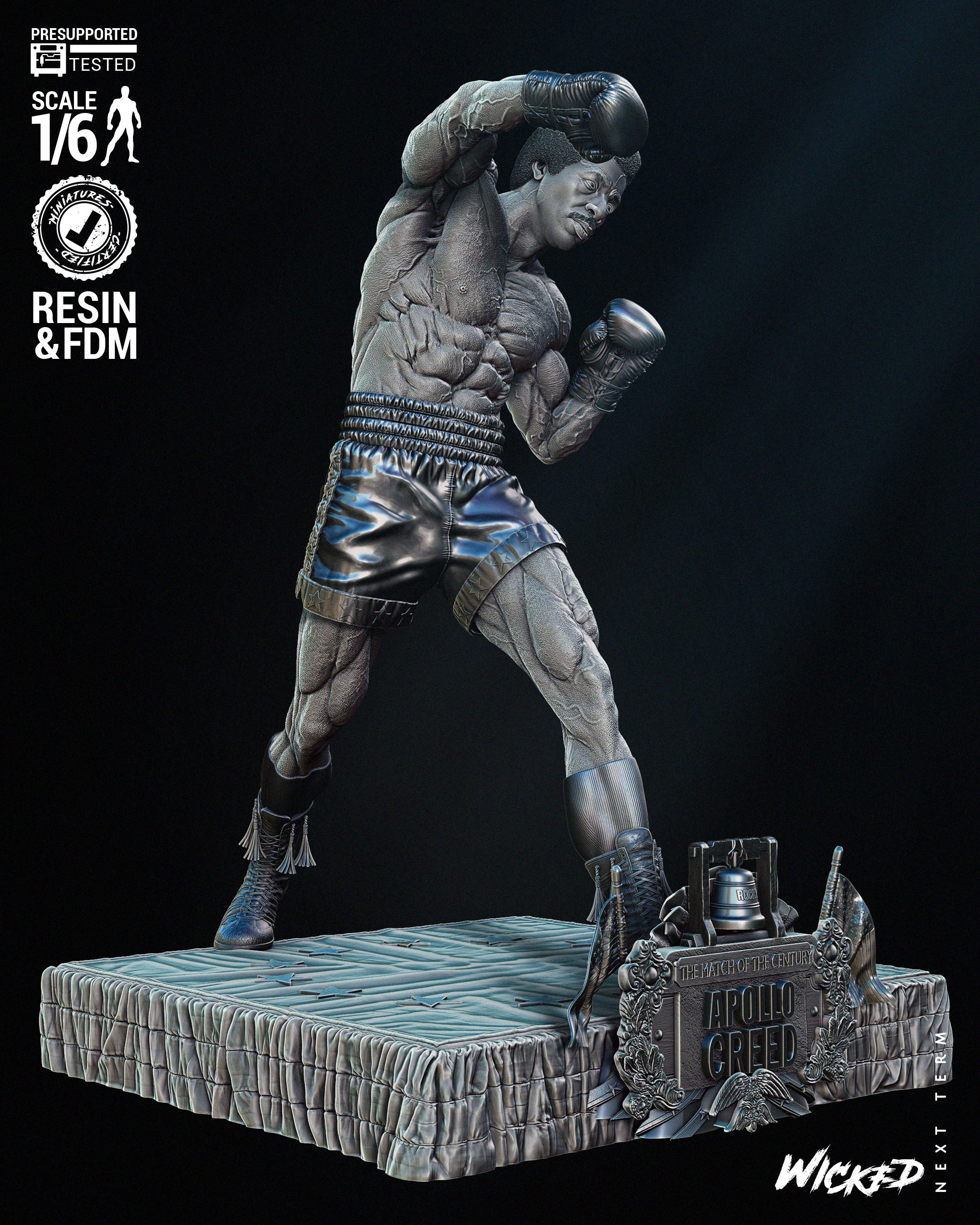 Apollo Creed (Rocky) Sculpt - Fan Art) - 6 or 12 scale - 3D Print kit