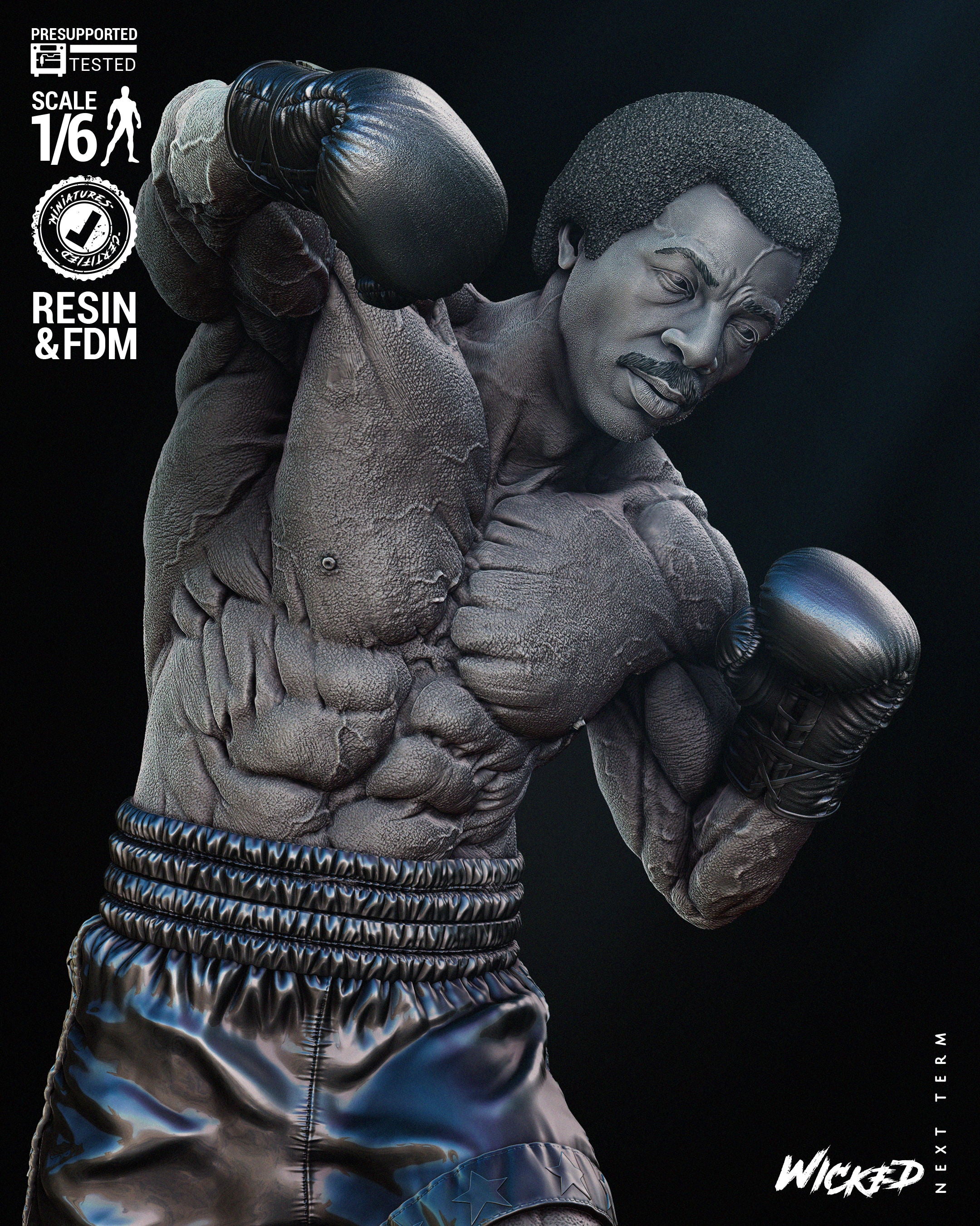 Apollo Creed (Rocky) Sculpt - Fan Art) - 6 or 12 scale - 3D Print kit